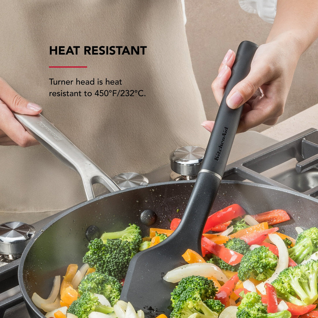 Heavy Duty 3-Piece Cooking Utensils Set with Ergonomic Handles, Black - Multi-Purpose Hand Tool for Daily Meal Prep Detail