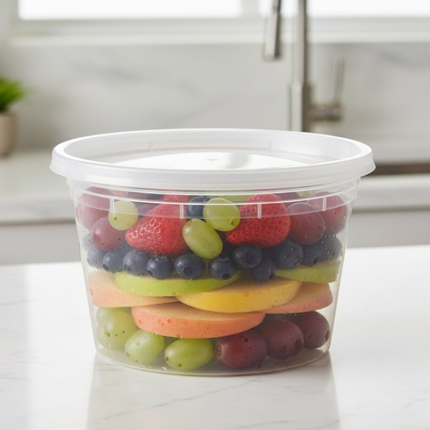 Deliciously Squishy 40 Piece 16oz Plastic Deli Container, Ideal Use for Meal Prep and Batch Cooking - Playful Star & Heart Shaped Geometric NeeDoh Detail