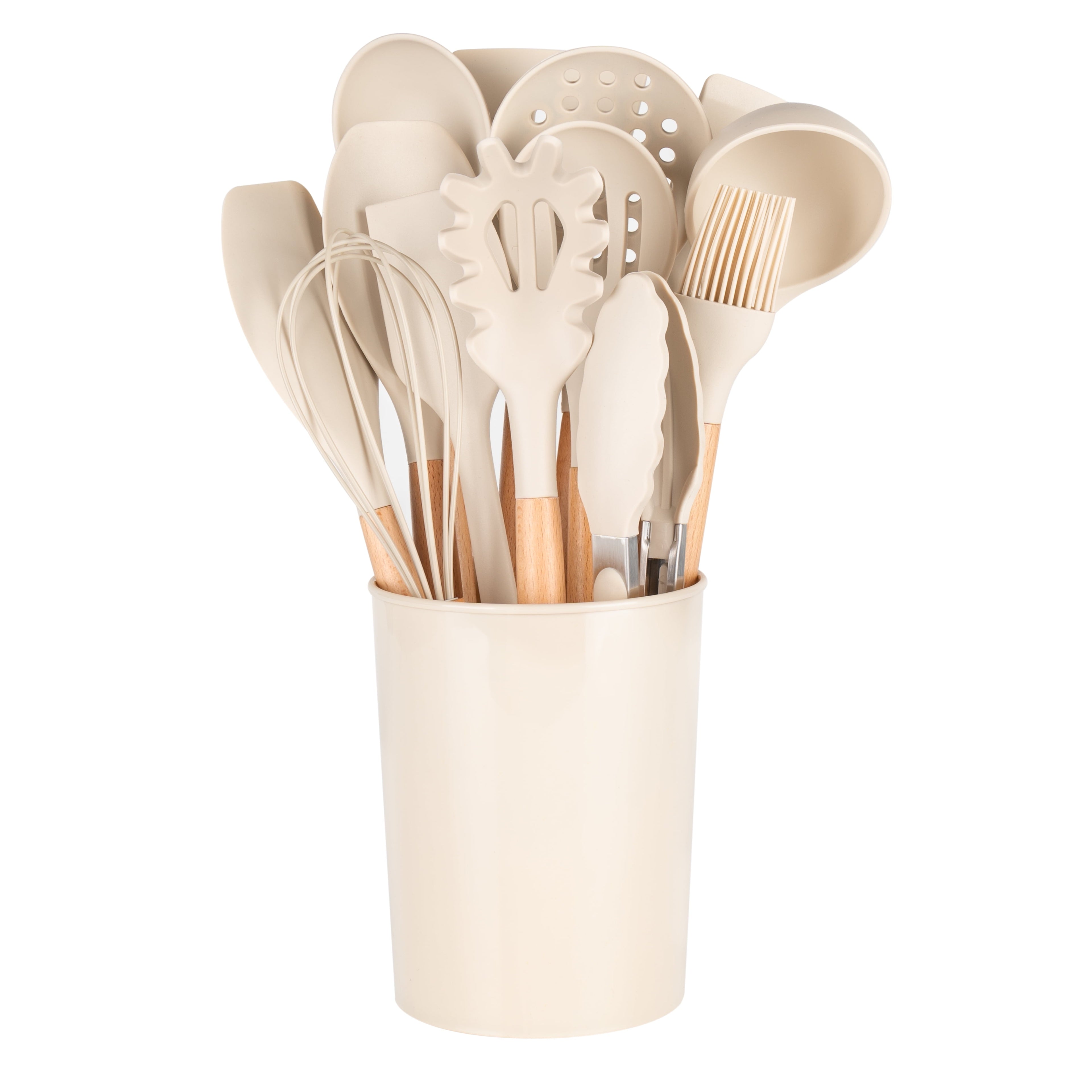 Non-Stick Safe 14pcs Cooking Utensil Set with Caddy - Durable Turner & Ladle Utensil Set for Home Chefs Detail