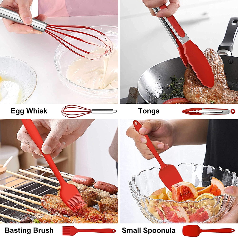 Professional Grade 14 Pcs Cooking Utensils Set with Holder, Heat Resistant Silicone Kitchen Cookware Utensils Set, Kitchen Cooking Tools... - High-Precision Culinary Tool for Baking & Cooking Detail