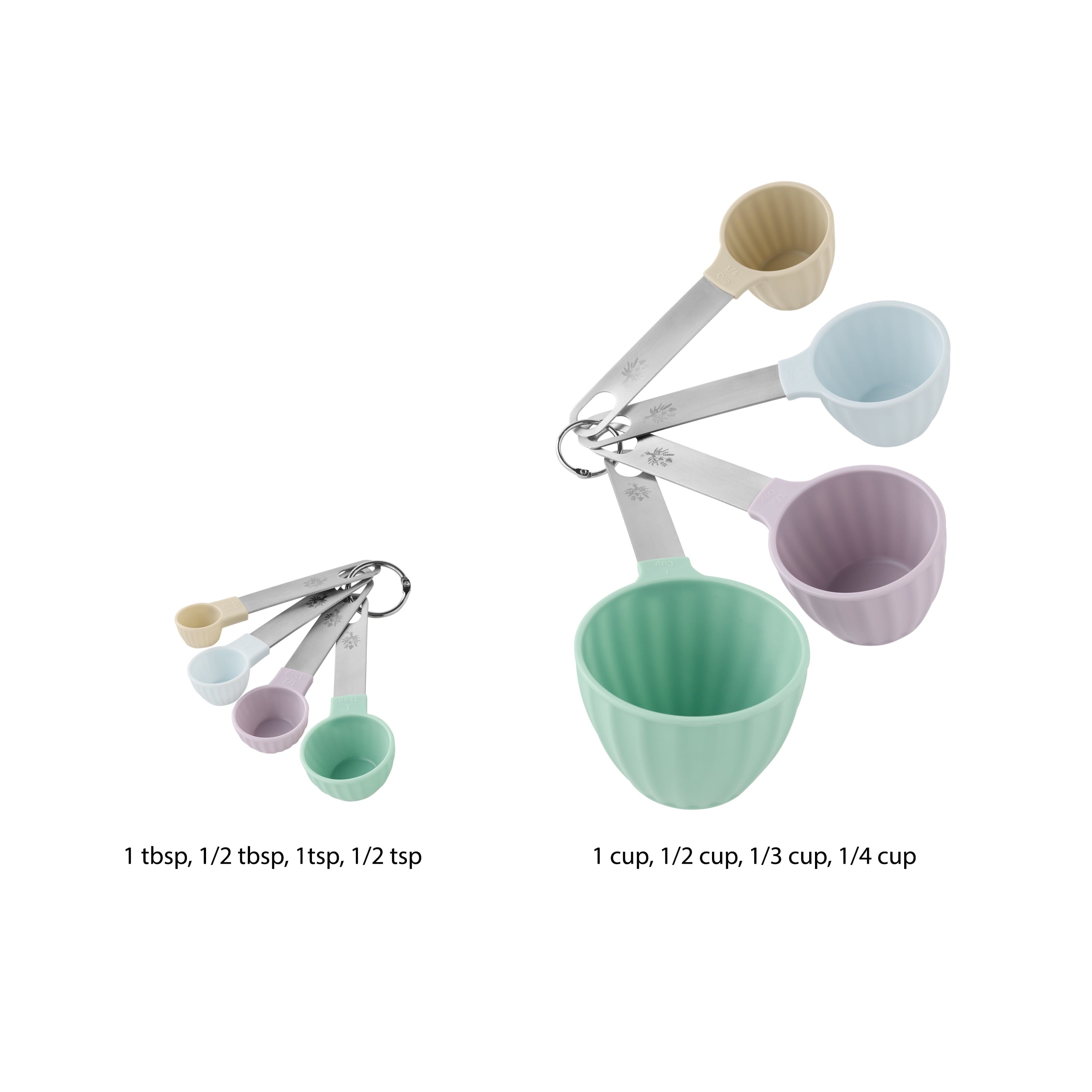 Ergonomic Manual 8-Piece Plastic Measuring Cup and Spoon Set, Multicolor - Innovative Kitchen Helper for Modern Cooking Detail