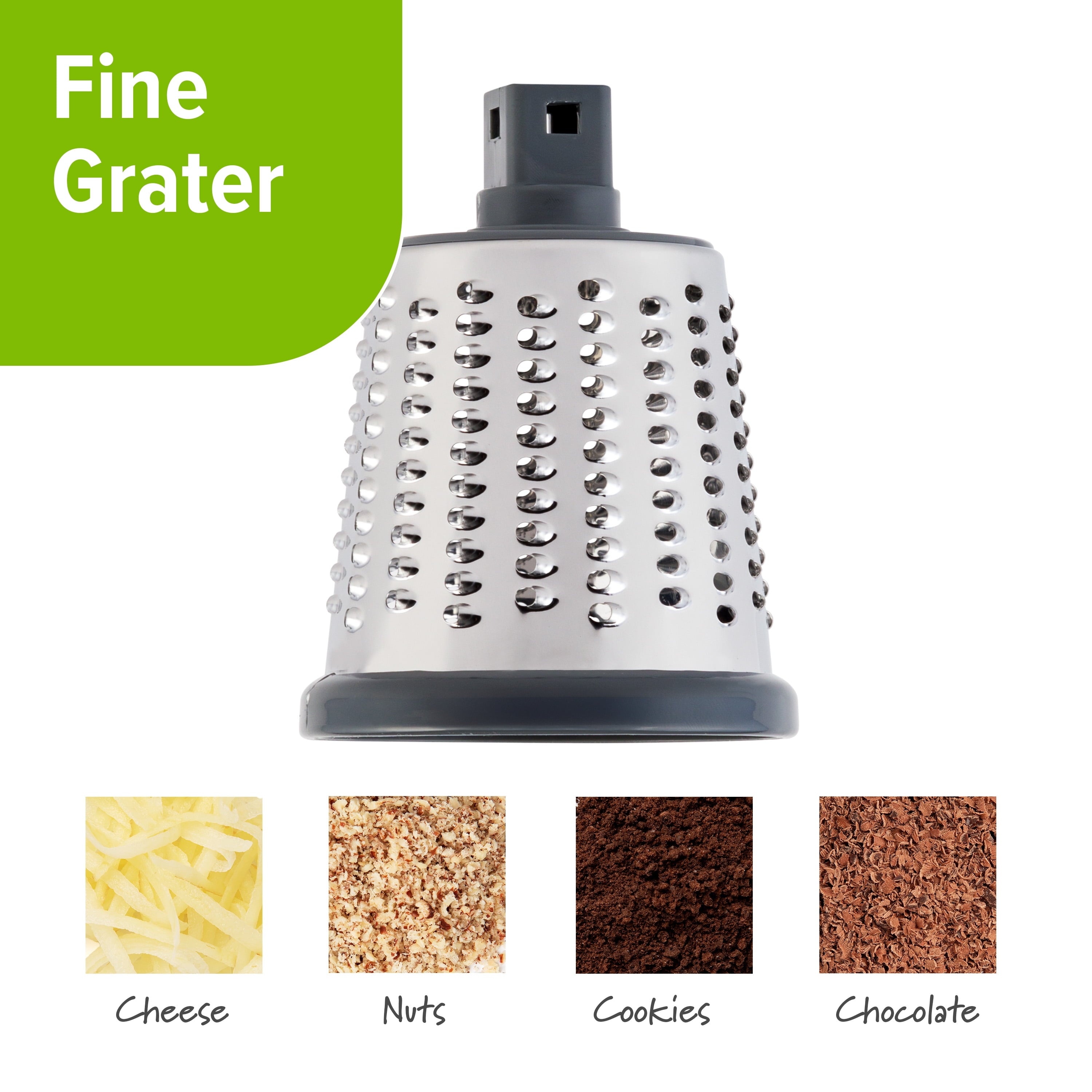 Premium Kitchen Manual Rotary Grater & Slicer - Premium Stainless Steel Garlic Presser & Peeler Detail