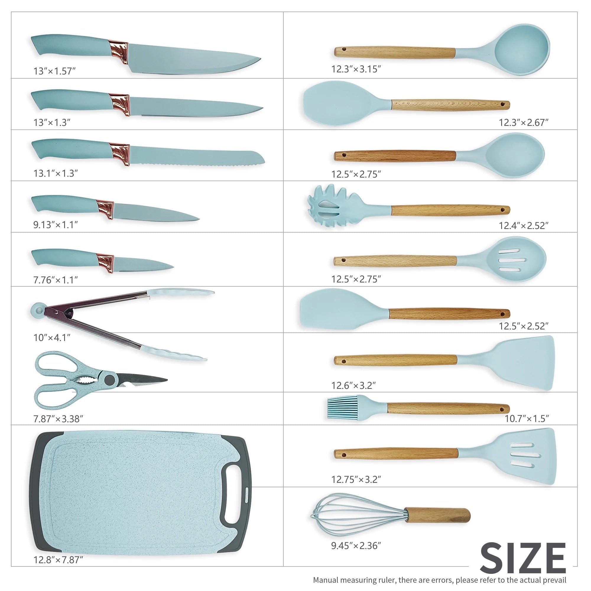 Ergonomic Cooking Silicone Kitchen Cooking Utensils Set, 19 Pieces Utensil with Holder, Heat Resistant, Green - Premium Stainless Steel Cooking Utensil for Non-Stick Pots Detail