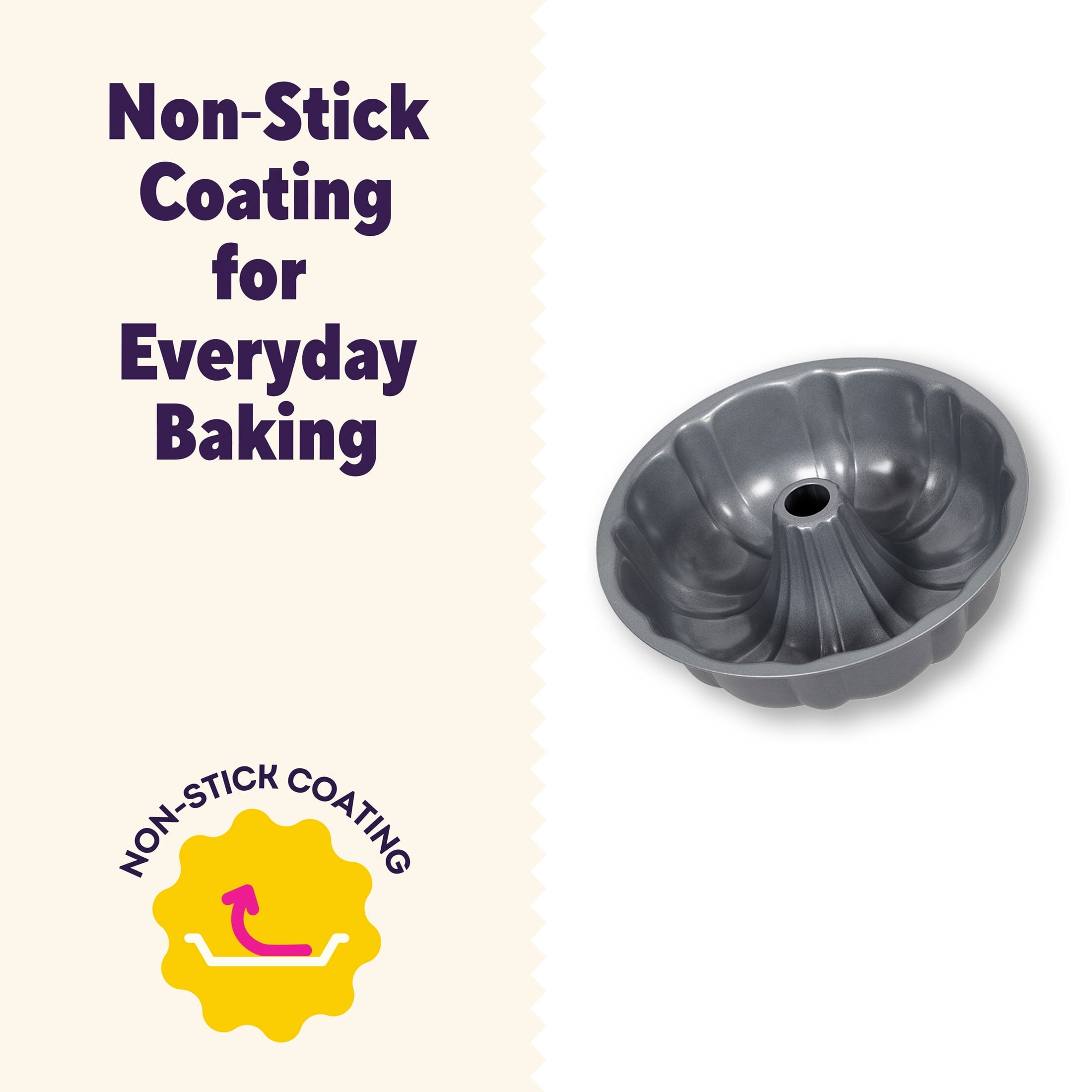 Time-Saving Everyday Non-Stick Bundt Cake Pan 6" Fluted Tube Baking Pan, Packaging May Vary - Kitchen Gadget Tool for Quick Food Prep Detail