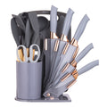 Heat-Resistant 19-Piece Silicone Kitchen Utensil & Knife Set - Heat-Resistant Cooking Tools Non-Stick Safe Gift for Mom or Wo... - Durable Turner & Ladle Utensil Set for Home Chefs - Default Title