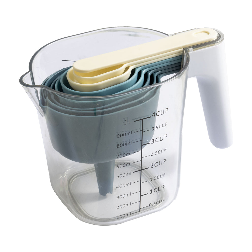 Multi-Functional 9-Piece Stackable Measuring Set Kitchen Tools for Cooking, 7.48" L, Blue - Innovative Kitchen Helper for Modern Cooking Detail