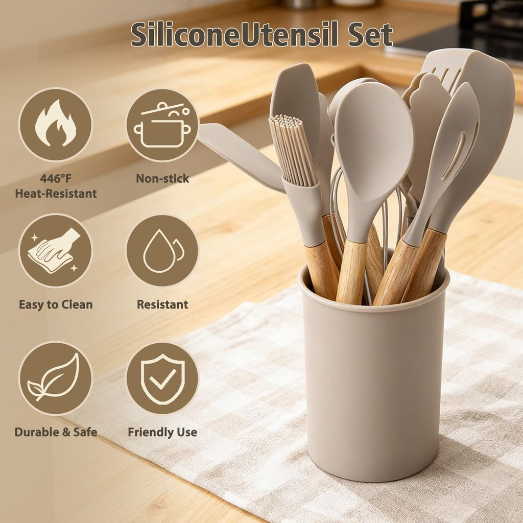 Chef-Quality Silicone Cooking Utensils Set, Heat Resistant Kitchen Tools, 36 PCS Non-Stick Silicone Cooking Kitchen Utensils, Khaki - Heavy Duty Stainless Steel Kitchen Shears Detail