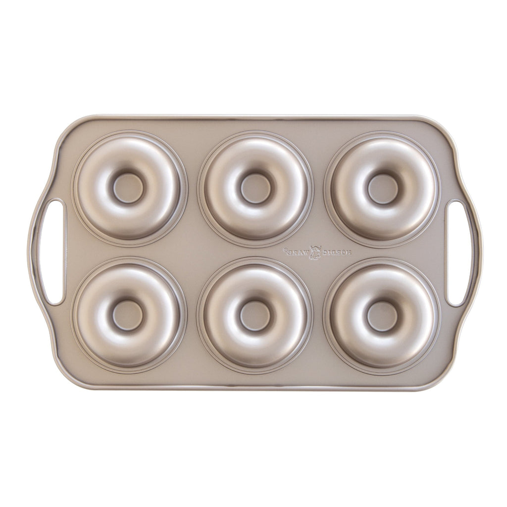 Ergonomic Manual 6 Cavity Nonstick Steel Donut Pan - Premium Stainless Steel Garlic Presser & Peeler Detail