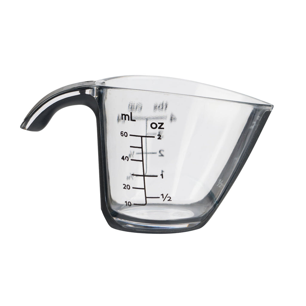 Multi-Functional 1/4C Plastic Mini Measuring Cup, Black/Transparent - Premium Stainless Steel Garlic Presser & Peeler Detail