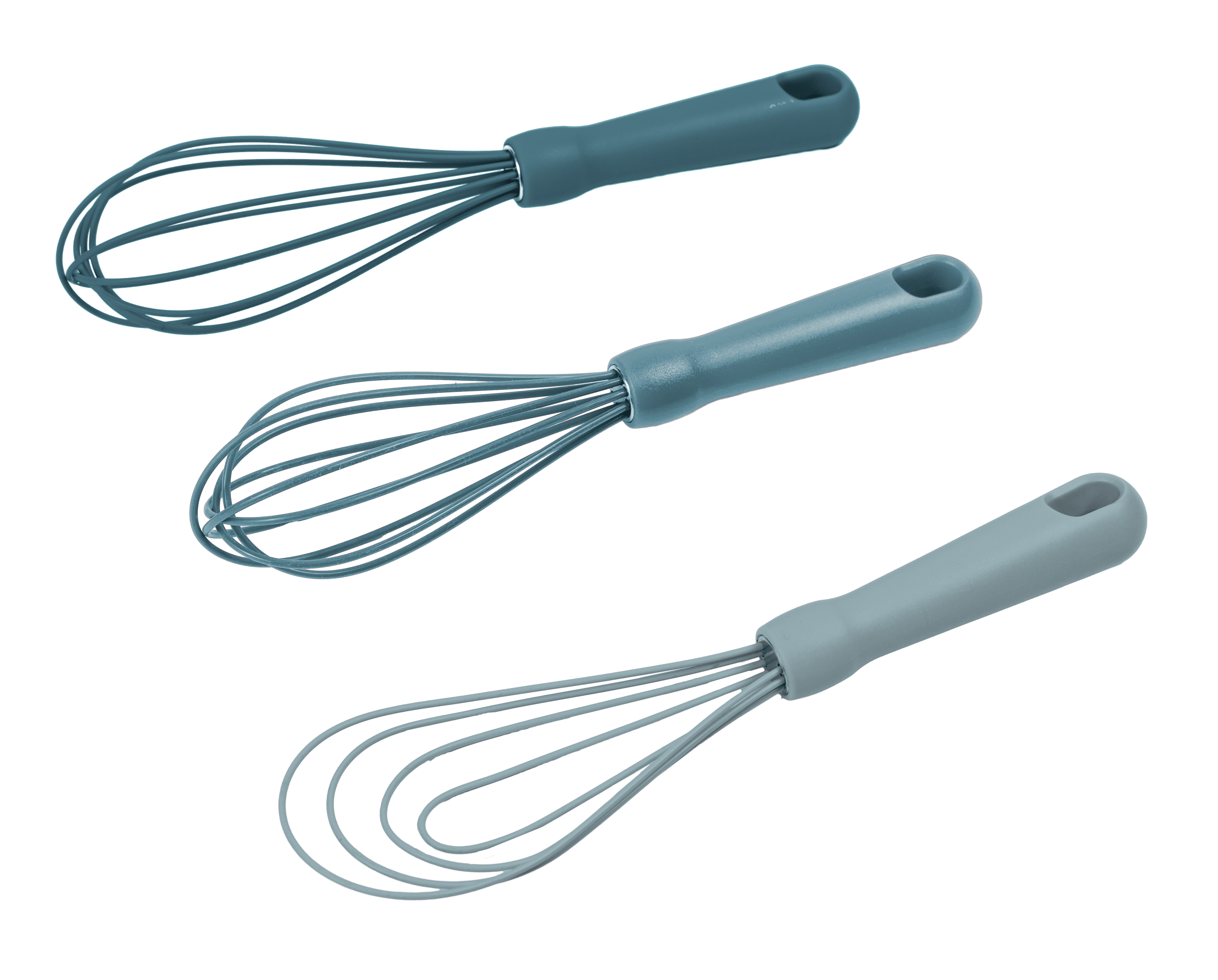 Premium Kitchen 3-Piece Silicone Whisk Set, 10.5"/10.4"/9.6" L, Blue Color - Kitchen Gadget Tool for Quick Food Prep Detail