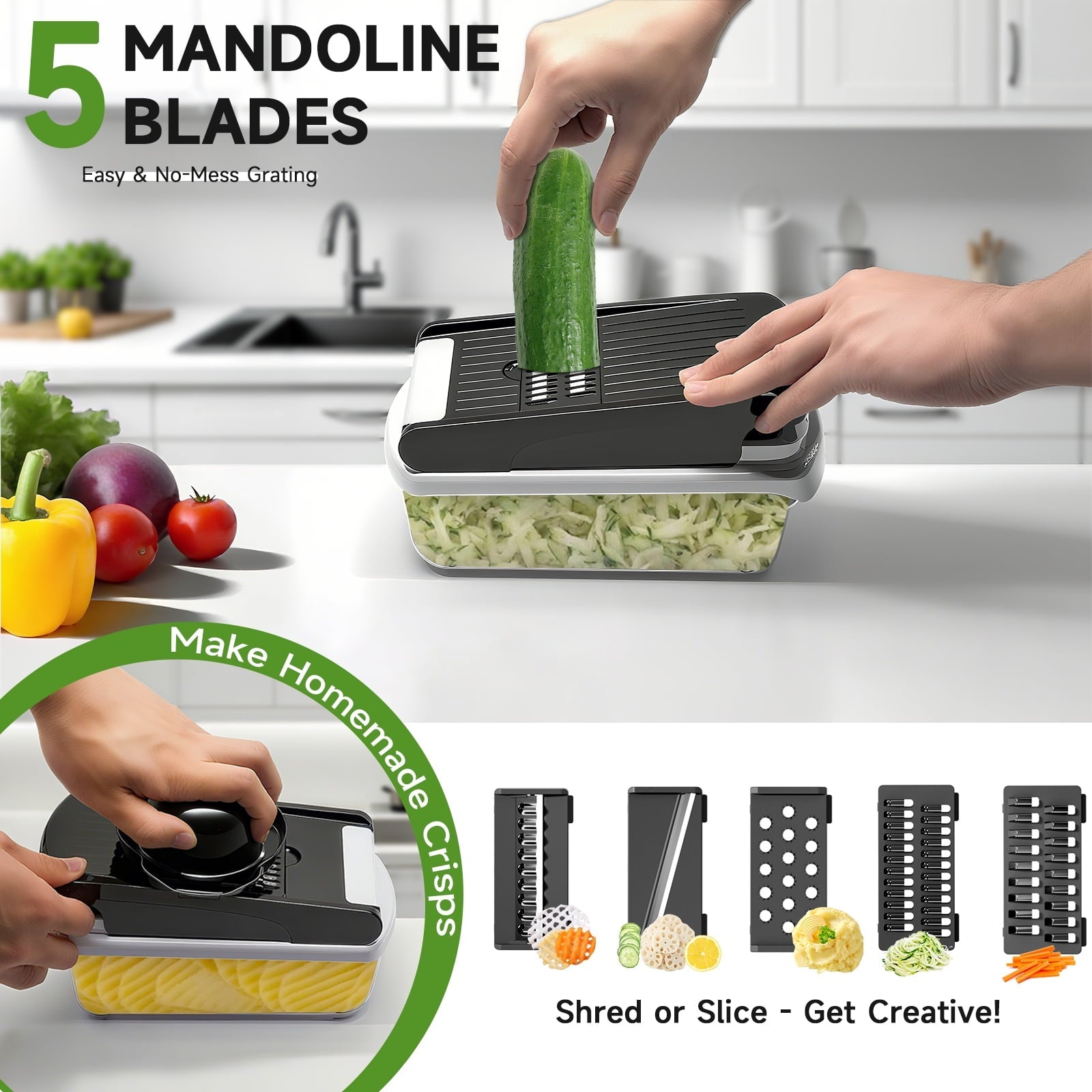Innovative Vegetable Chopper Food Slicer, 15 in 1 Multi-Function Food Chopper for Onion, Veggie, Cheese Grater, Vegetable... - Kitchen Gadget Tool for Quick Food Prep Detail