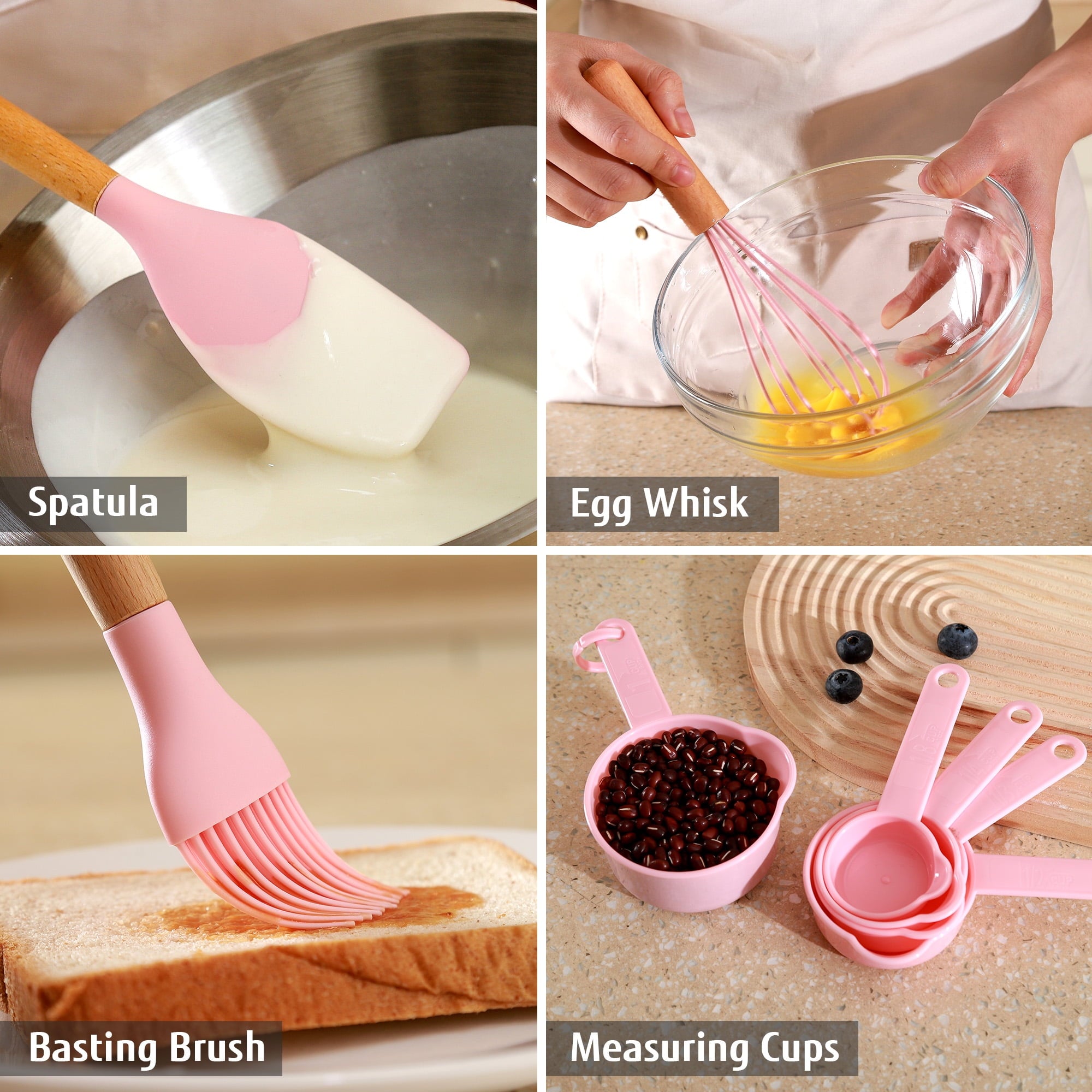 Heat-Resistant 32 PCS Silicone Cooking Utensils Set, 446°F Heat Resistant for Nonstick Cookware - Ergonomic Kitchen Tongs and Cooking Spoon Utensil Detail