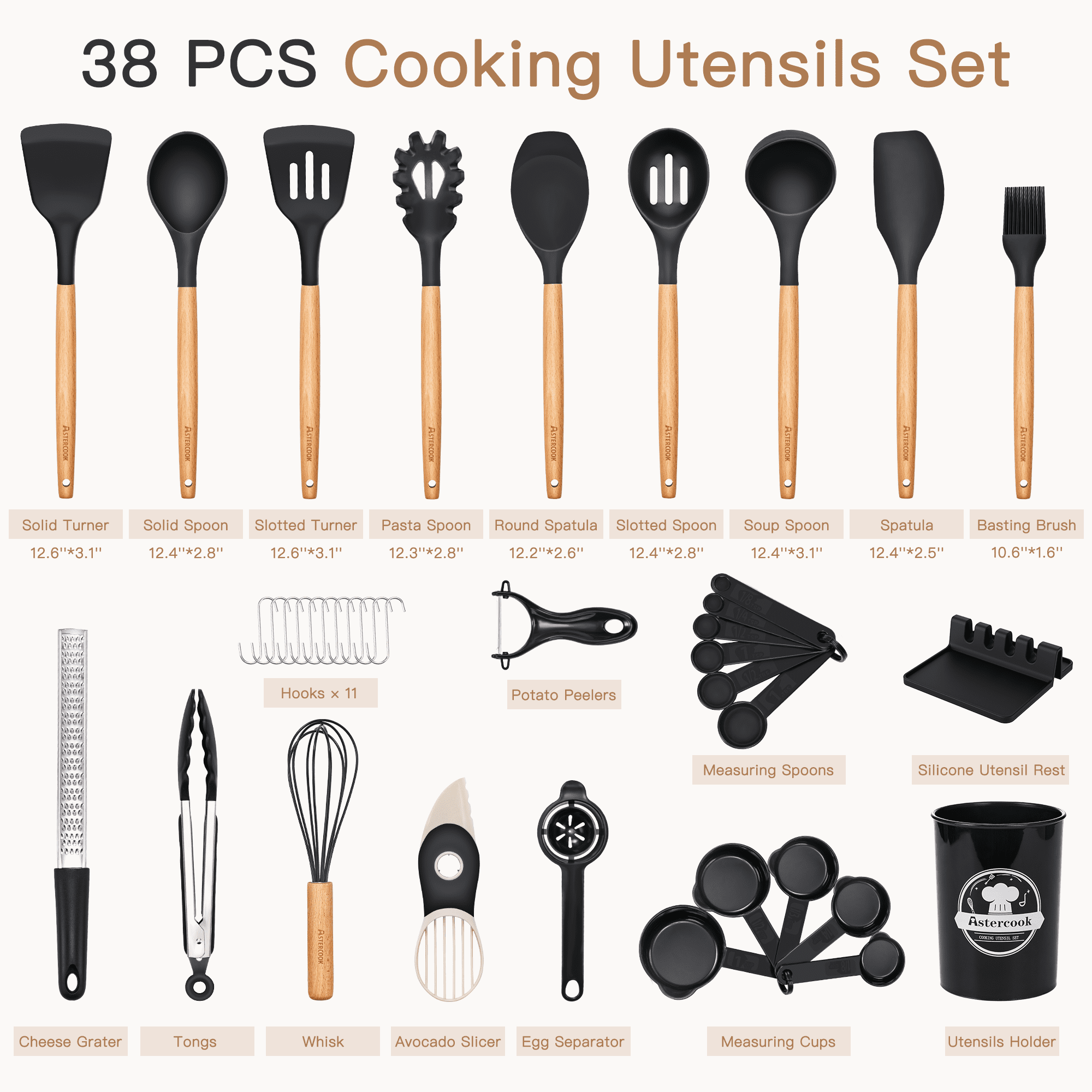 Professional Grade Silicone Cooking Utensils Set, 38 PCS Kitchen Utensils Set for 446°F Heat Resistant, Food Grade Utensil Sets with Woo... - Heavy Duty Stainless Steel Kitchen Shears Detail