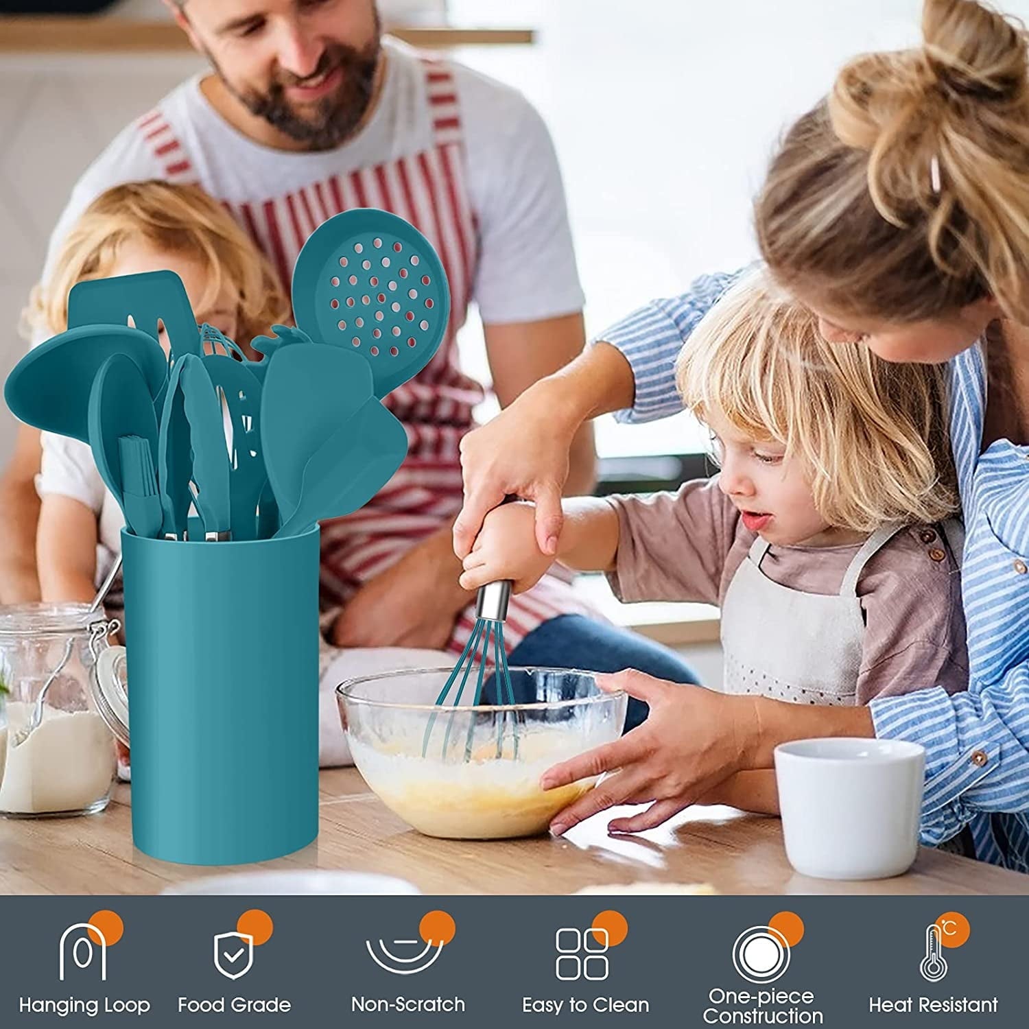Heavy Duty 15-Piece Kitchen Utensils Set, Silicone Cooking Utensils with Holder, Non-stick Cookware Friendly & Heat Resistant - ... - High-Precision Culinary Tool for Baking & Cooking Detail