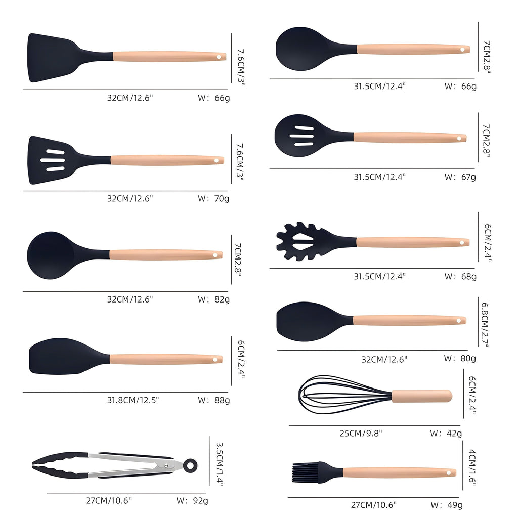 Professional Grade Kitchen Utensils Set- 19 Pcs Silicone Cooking Utensils Set for Nonstick Cookware-Silicone Spatulas Set, Kitchen Gadge... - High-Precision Culinary Tool for Baking & Cooking Detail