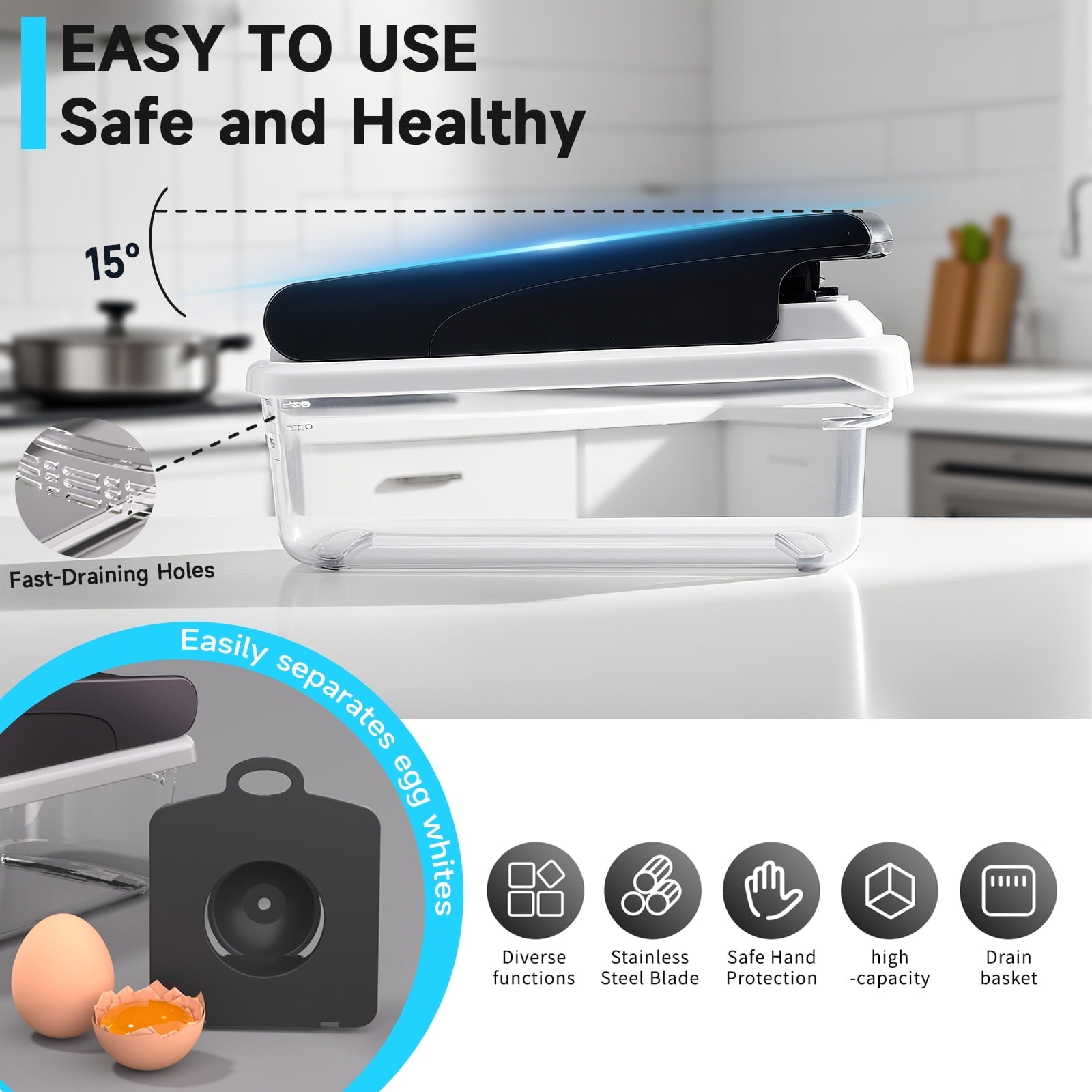 Innovative Vegetable Chopper Food Slicer, 15 in 1 Multi-Function Food Chopper for Onion, Veggie, Cheese Grater, Vegetable... - Kitchen Gadget Tool for Quick Food Prep Detail