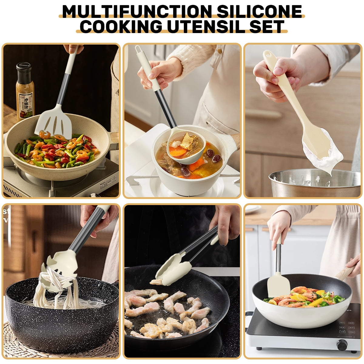Heavy Duty Silicone Cooking Utensil Set, 30 Pcs Kitchen Utensils Set with Stainless Steel Handle, Food Grade Silicone Spatula Se... - Professional Kitchen Tool for Culinary Enthusiasts Detail