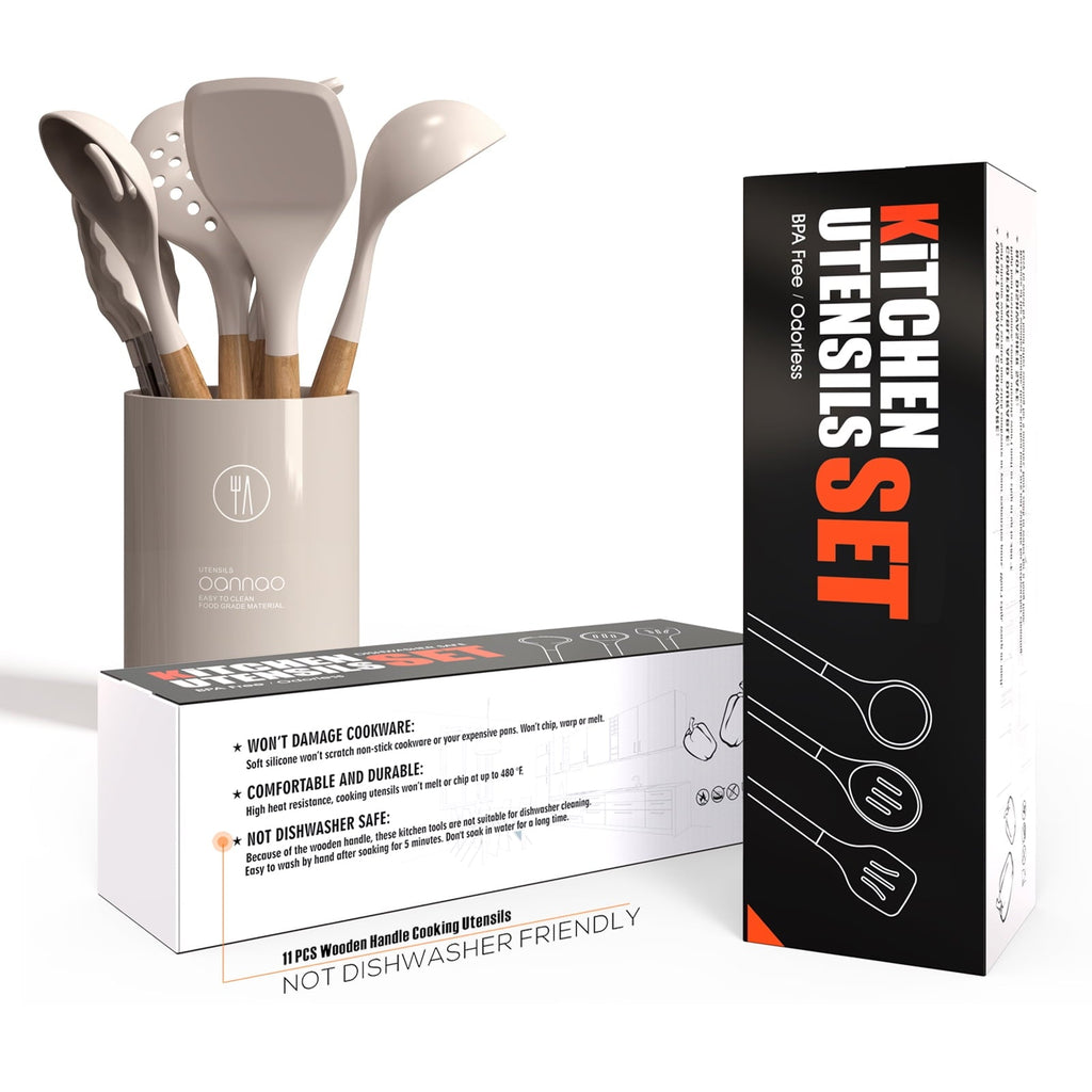 Ergonomic Cooking Silicone Cooking Utensils Set - 446°F Heat Resistant Silicone Kitchen Utensils for Cooking,Kitchen Utensil Spatula Se... - Premium Stainless Steel Cooking Utensil for Non-Stick Pots Detail