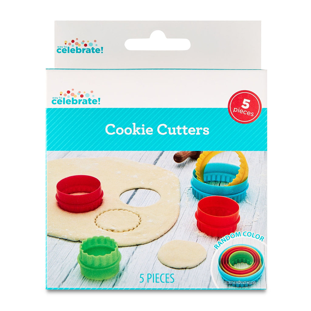 Multi-Functional Round Double-Sided Plastic Cookie Cutter Set, 5 Pieces - Kitchen Gadget Tool for Quick Food Prep Detail
