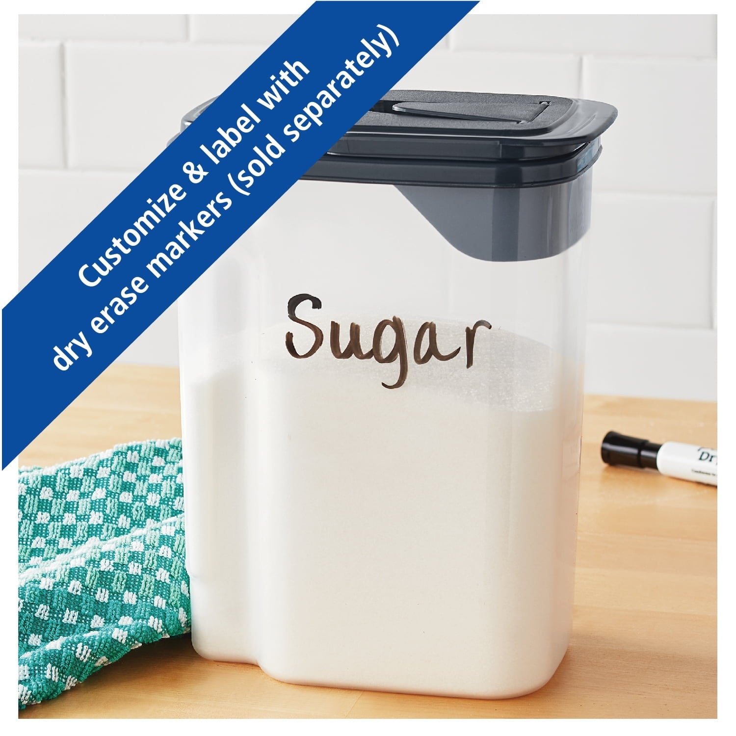 Deliciously Squishy 3.5 QT Plastic Food Dispenser, Clear with Gray Lid (1 Each) 7.5" L x 3.75" W x 9.25" H, Designed to Help wi... - Squishy Dohnut Sweet Treat Shaped Stress Toy Detail