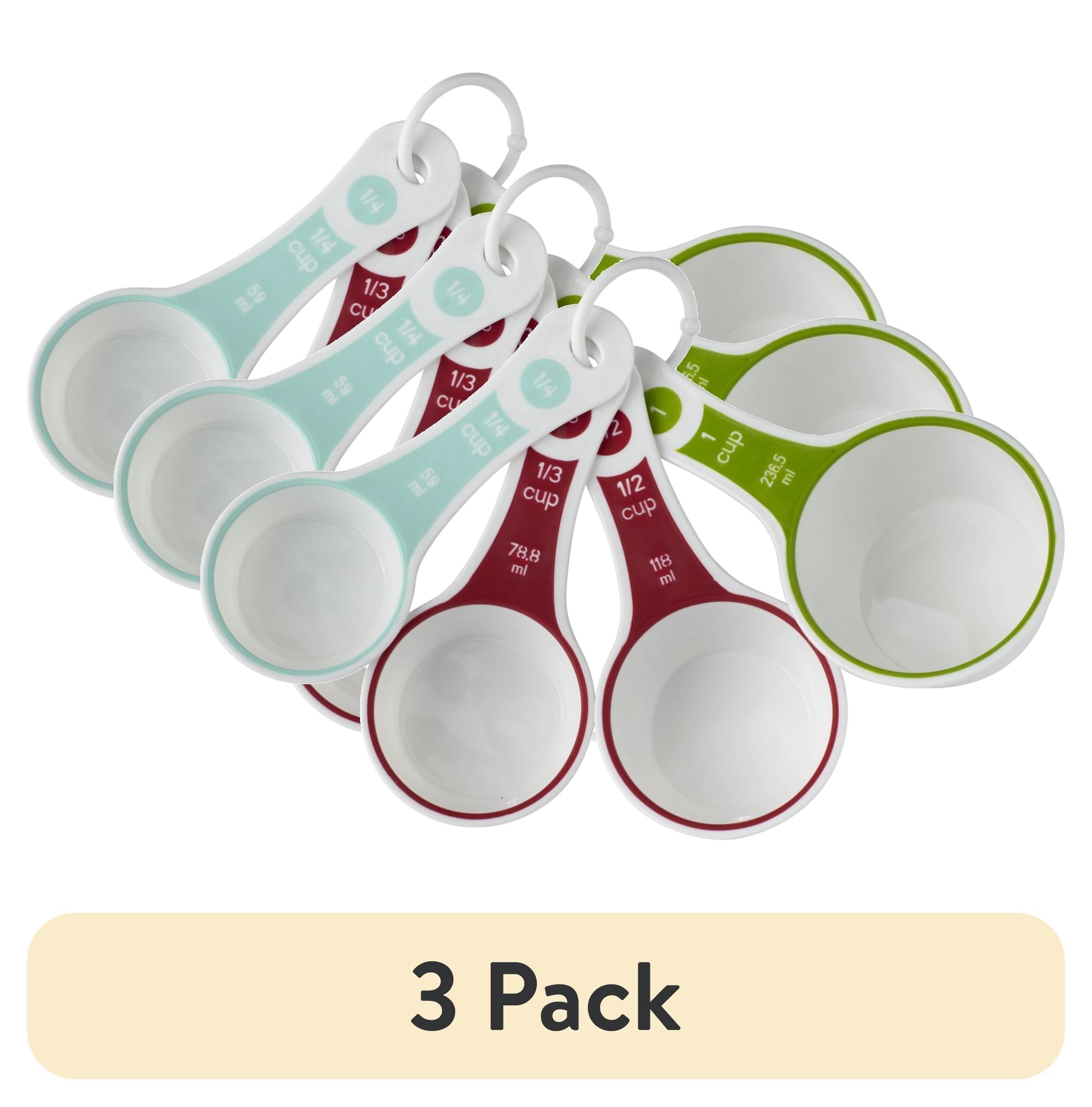 Ergonomic Manual (3 pack) 4-Piece Measuring Cups Set, Multicolor - Kitchen Gadget Tool for Quick Food Prep - Default Title
