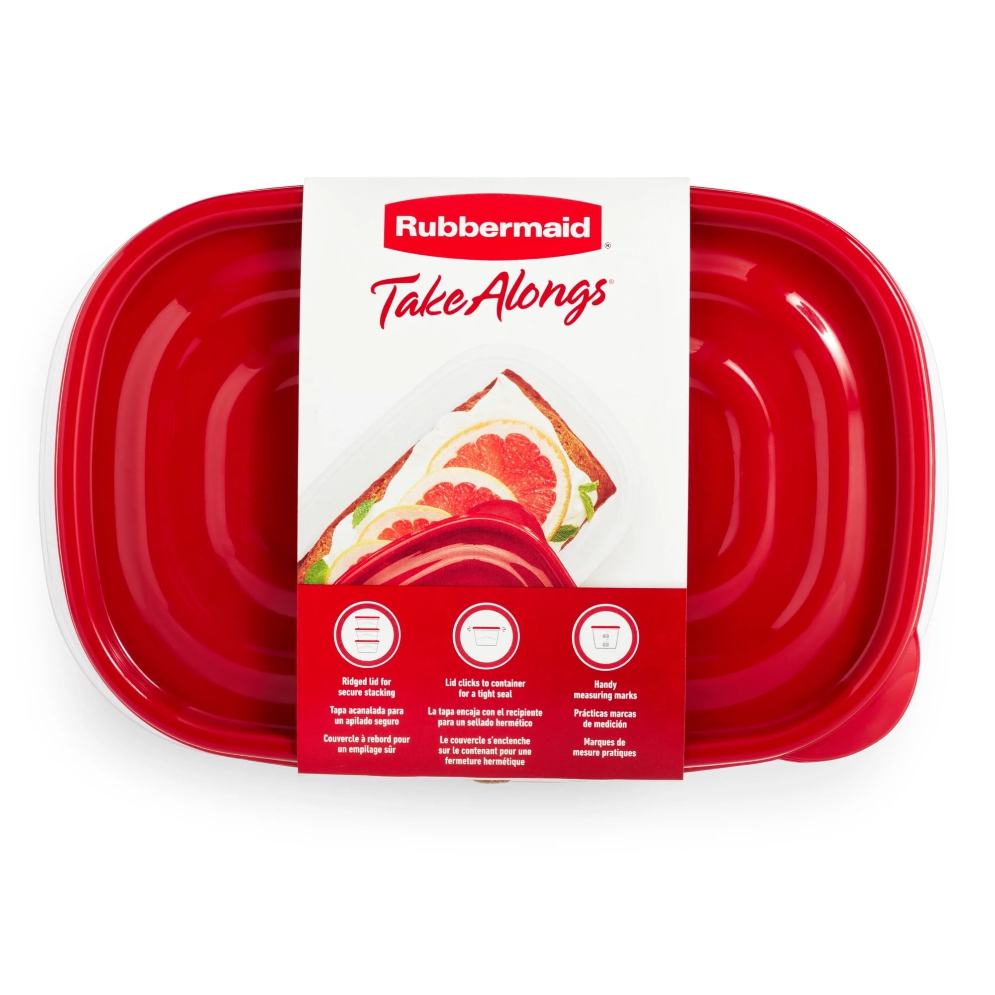 Fun Food Fidget 8 Cups, 2 Packs, Red, Plastic Deep Rectangle Food Storage Containers - Fun Food Fidget Cookie Squishable Toy Detail