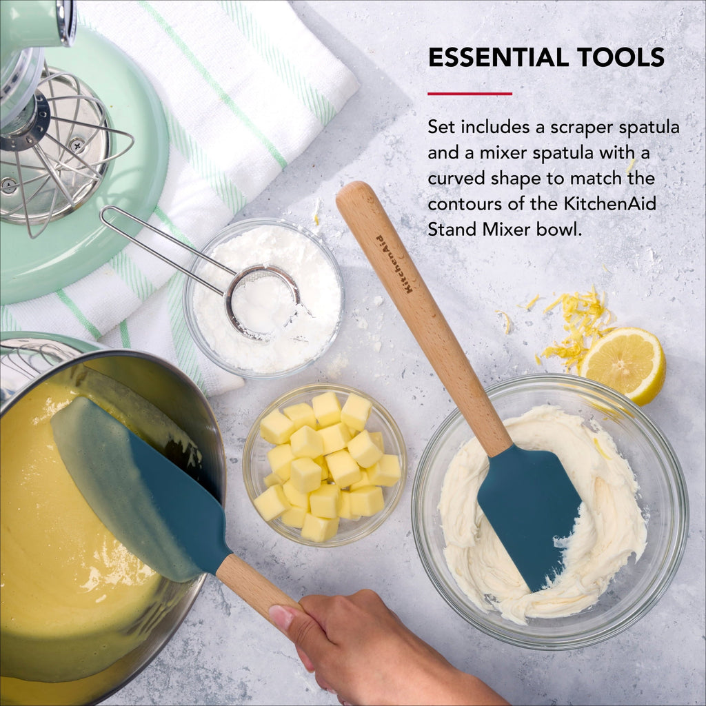Professional Grade 2-Piece Silicone Mixing Spatula and Scraper Set for Cooking, Agave - Multi-Purpose Hand Tool for Daily Meal Prep Detail