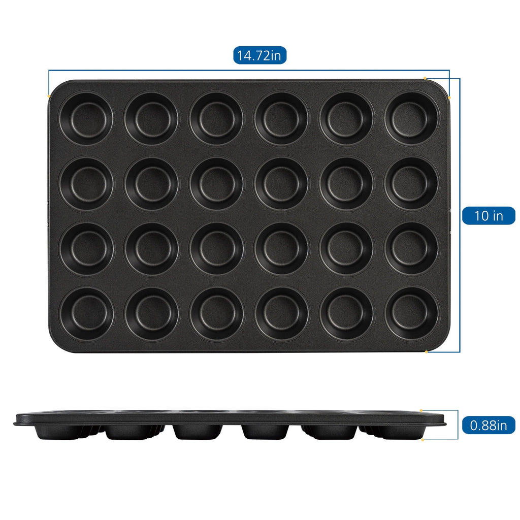 Time-Saving 24 Cavity Mini Muffin Pan, Non-Stick Bakeware,1.8 inch Diameter Cups,Gray,Carbon Steel - Premium Stainless Steel Garlic Presser & Peeler Detail