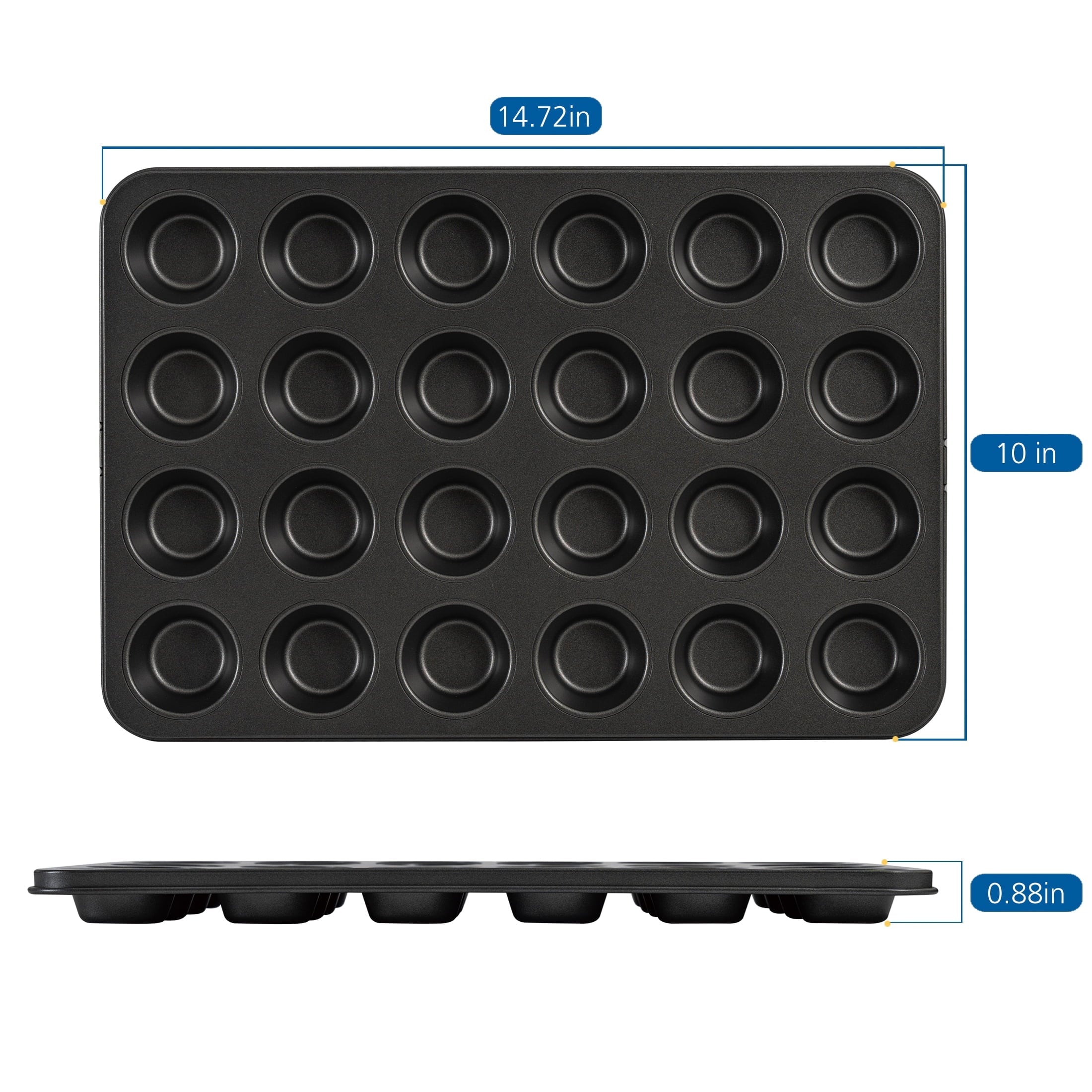 Time-Saving 24 Cavity Mini Muffin Pan, Non-Stick Bakeware,1.8 inch Diameter Cups,Gray,Carbon Steel - Premium Stainless Steel Garlic Presser & Peeler Detail