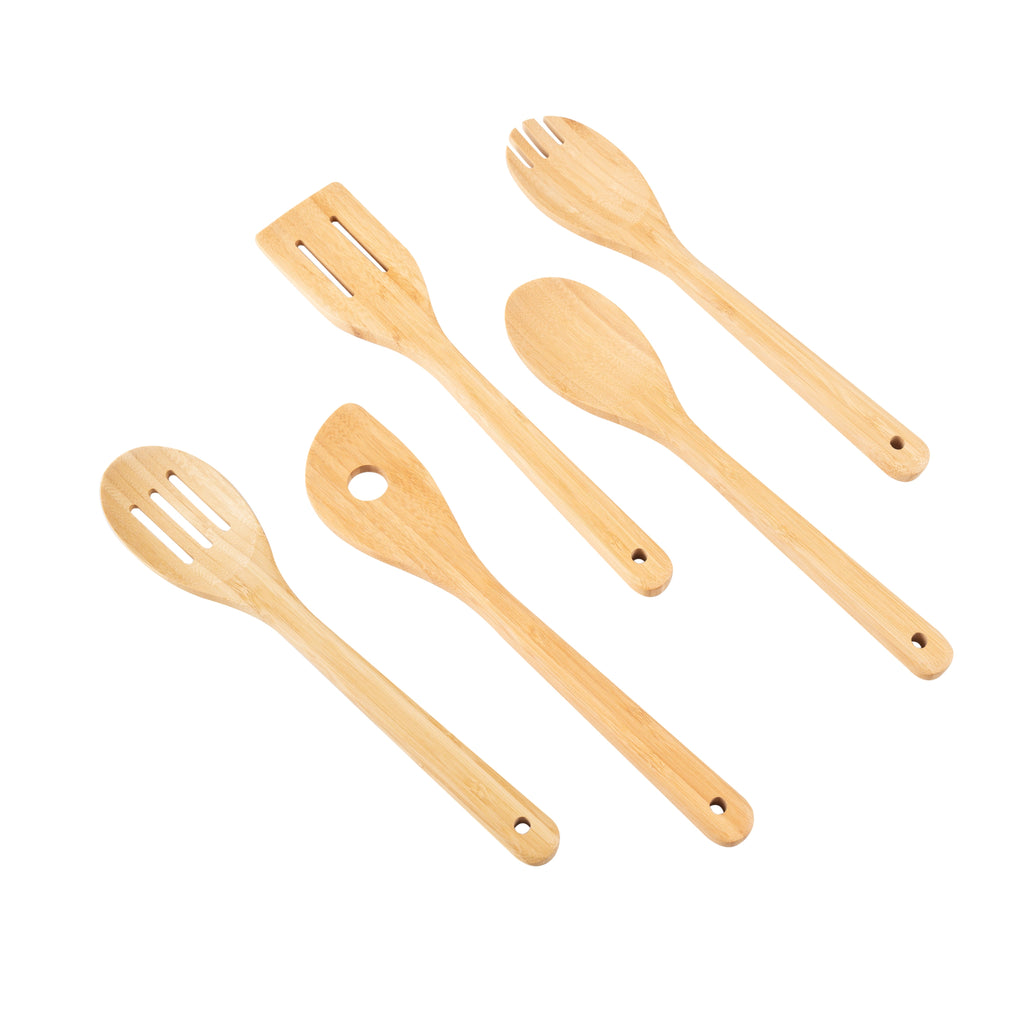 High-Precision 5pk Bamboo Spoons for Cooking, Kitchen Essential Tools Set - Professional Kitchen Tool for Culinary Enthusiasts Detail