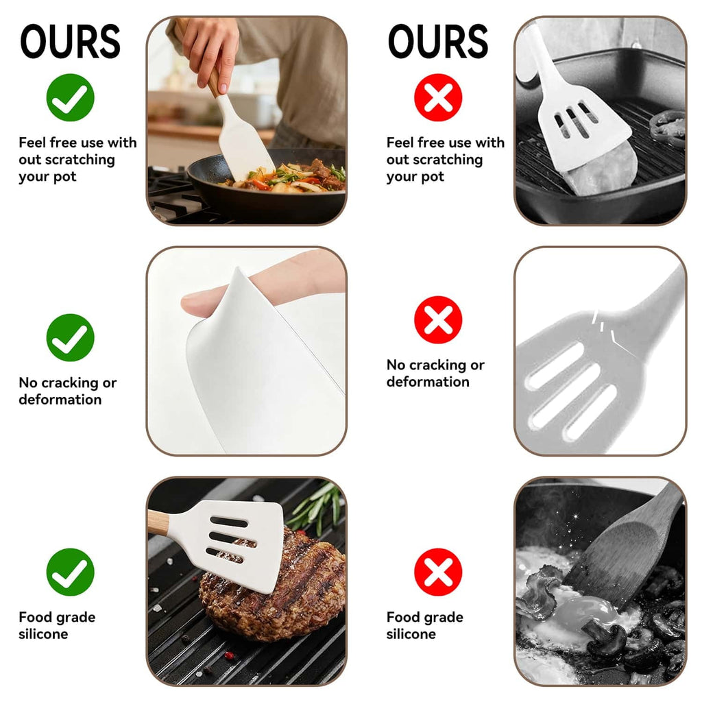 Professional Grade Kitchen Utensils Set for Cooking, 11 Cooking Utensils, 6 Knife set Beige,3 Utensil Sets,utensilios de cocina - High-Precision Culinary Tool for Baking & Cooking Detail