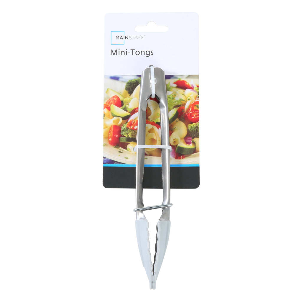 Professional Grade Stainless Steel and Silicone Mini Food Tongs Grey - Multi-Purpose Hand Tool for Daily Meal Prep Detail
