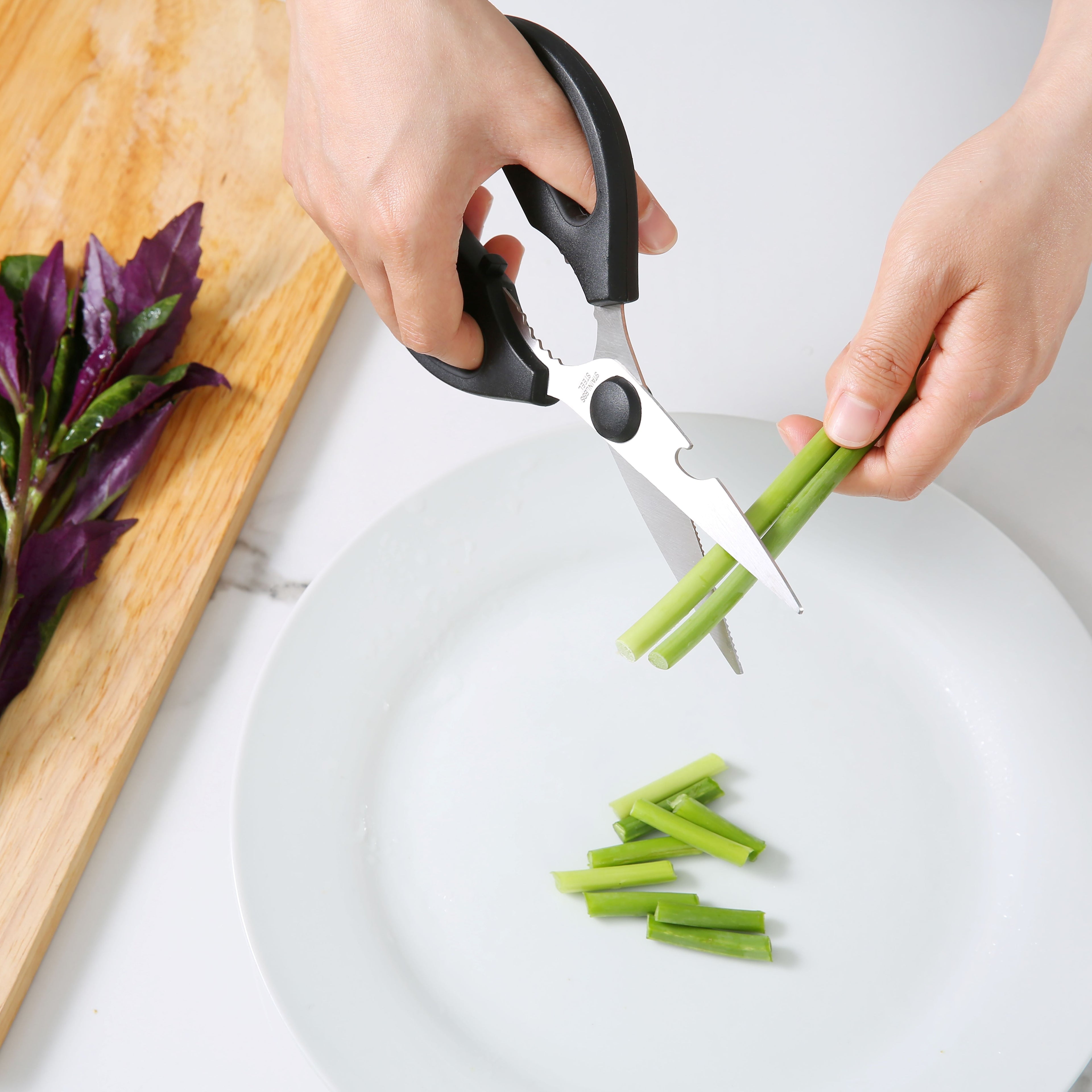 Time-Saving Stainless Steel Multi-Purpose Kitchen Shears with Grip 1 Each - Premium Stainless Steel Garlic Presser & Peeler Detail