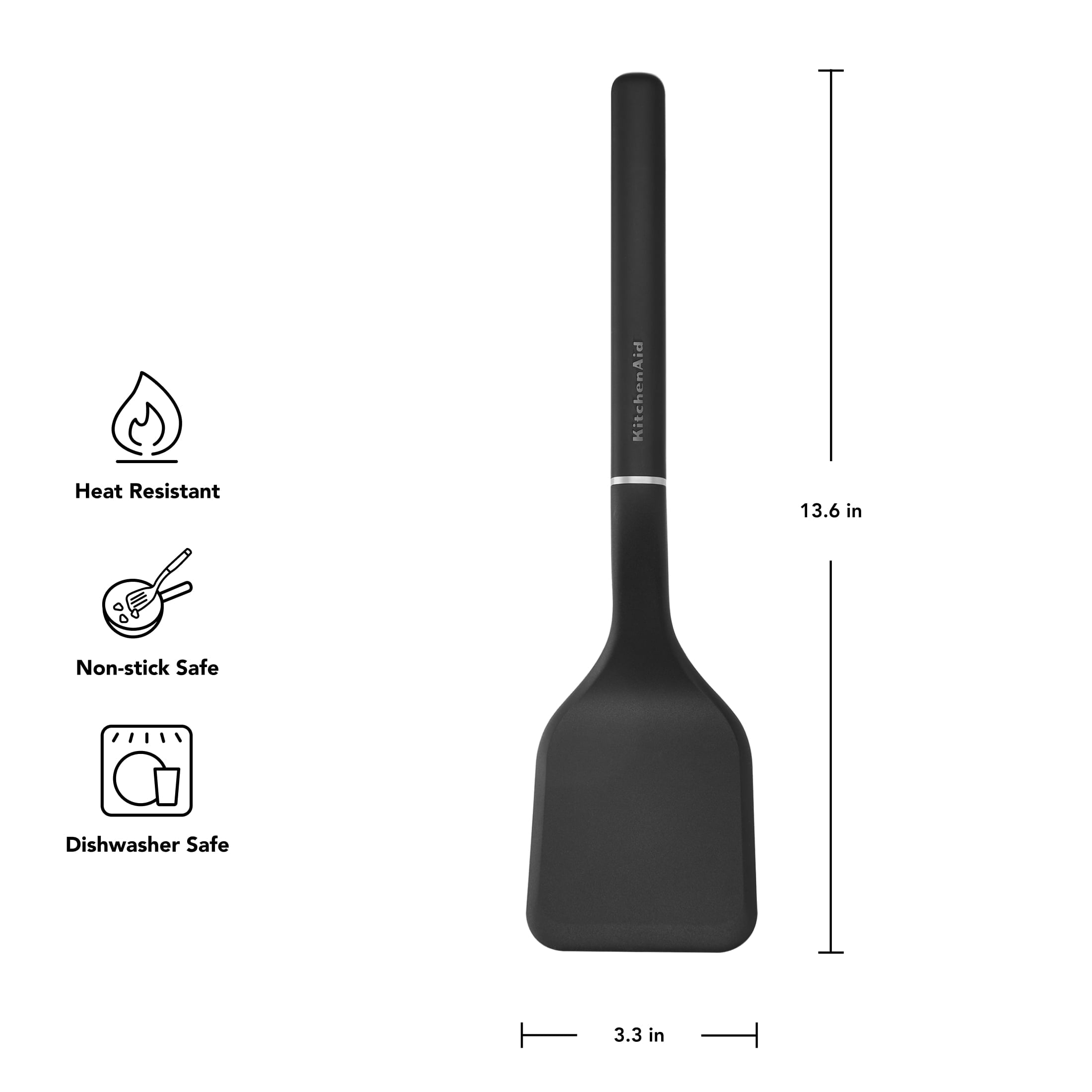 Premium Silicone 3-Piece Cooking Utensils Set with Ergonomic Handles, Black - Ergonomic Kitchen Tongs and Cooking Spoon Utensil Detail