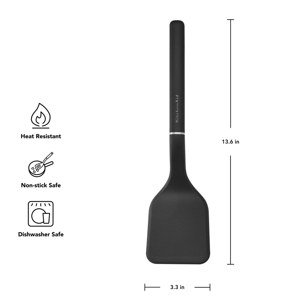 Heavy Duty 3-Piece Cooking Utensils Set with Ergonomic Handles, Black - Multi-Purpose Hand Tool for Daily Meal Prep Detail