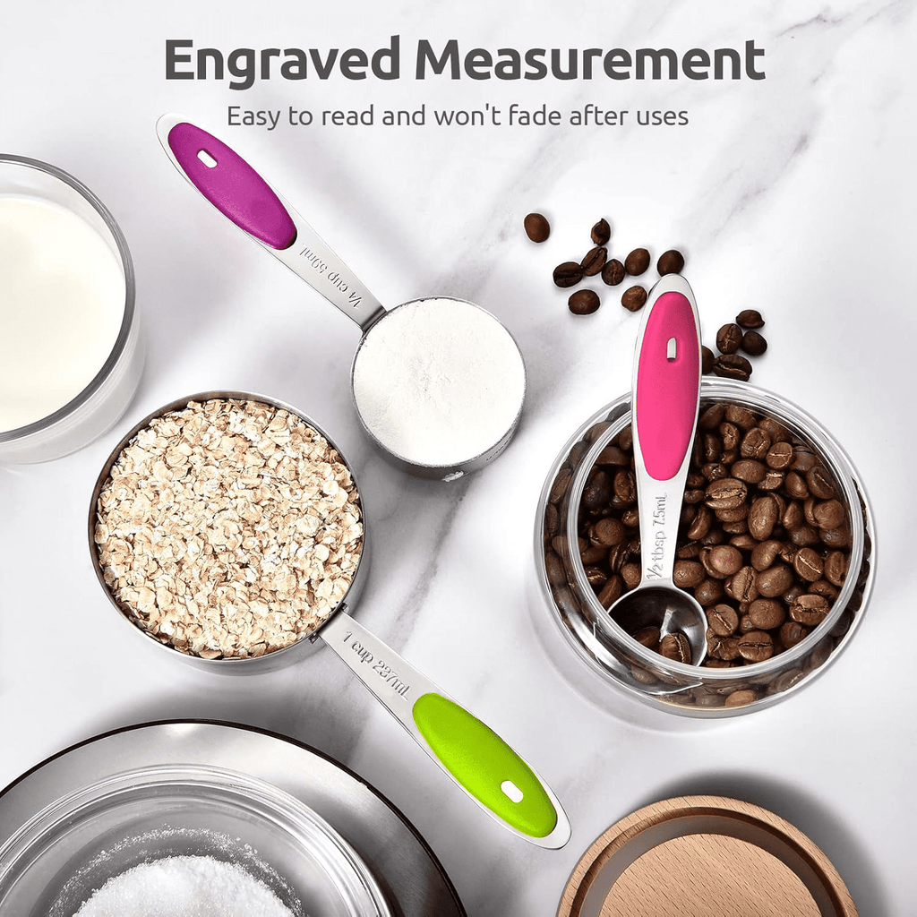 Professional Grade Stainless Steel Measuring Cups and Spoons Set of 15, 5 Stainless Steel Nesting Measuring Cups & 5 Spoons, 5 Mini Meas... - Heavy Duty Stainless Steel Kitchen Shears Detail