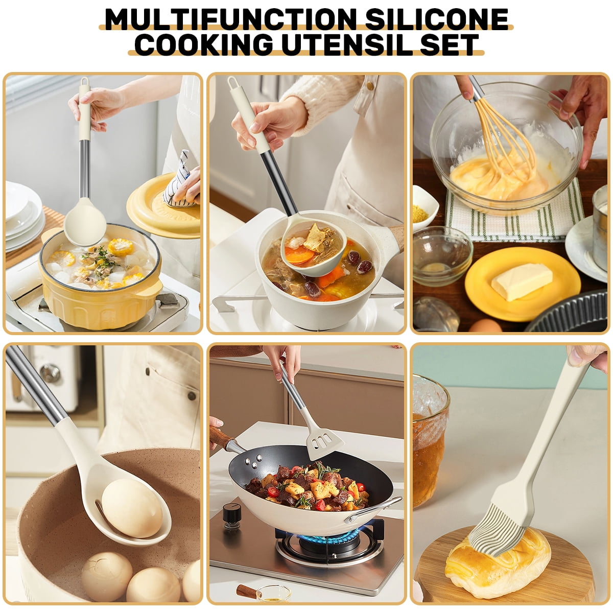 Heavy Duty Silicone Cooking Utensil Set, 30 Pcs Kitchen Utensils Set with Stainless Steel Handle, Food Grade Silicone Spatula Se... - Professional Kitchen Tool for Culinary Enthusiasts Detail