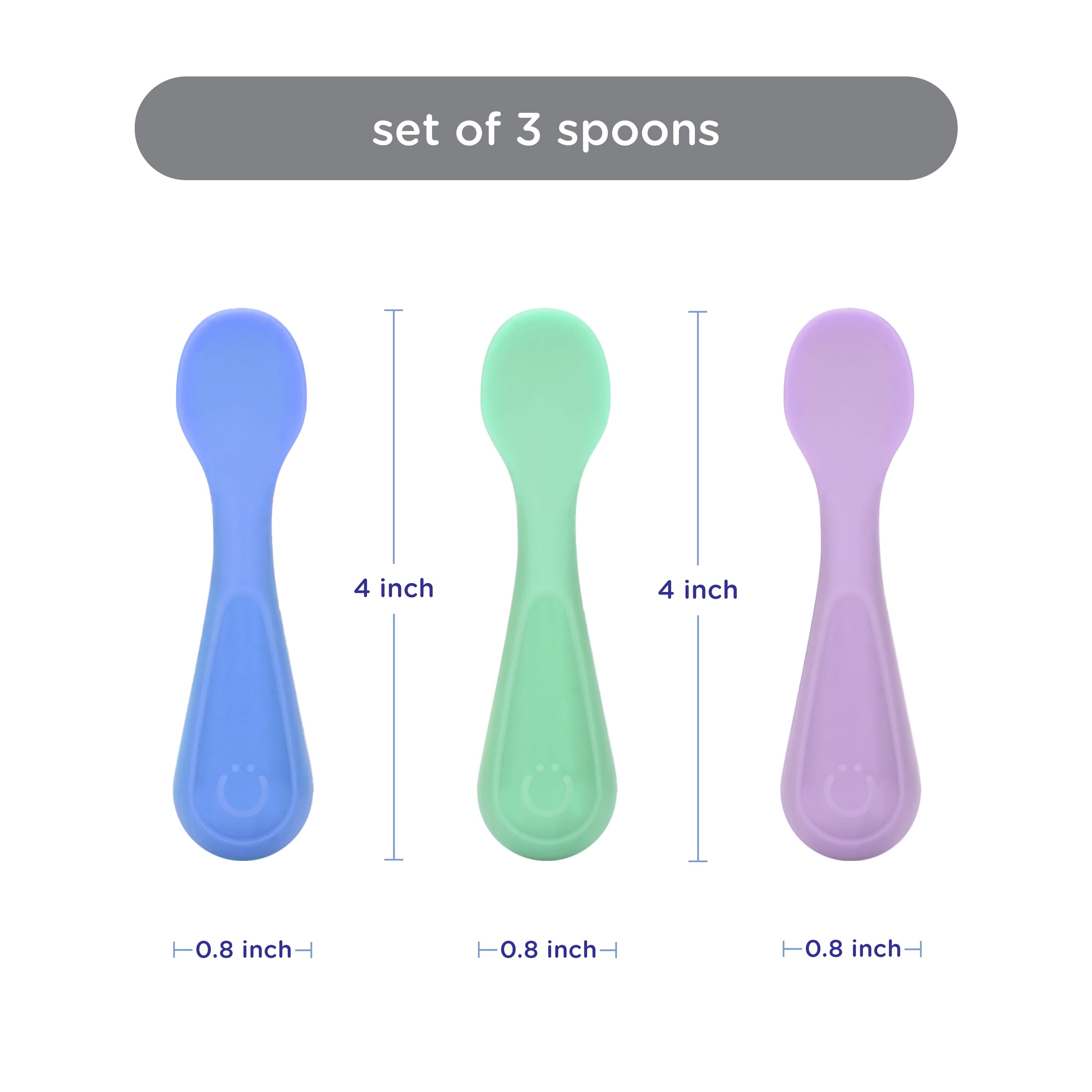 Durable Steel Silicone Toddler Training Spoons, Baby, Silicone Flatware Sets, 3 Pack - Professional Kitchen Tool for Culinary Enthusiasts Detail