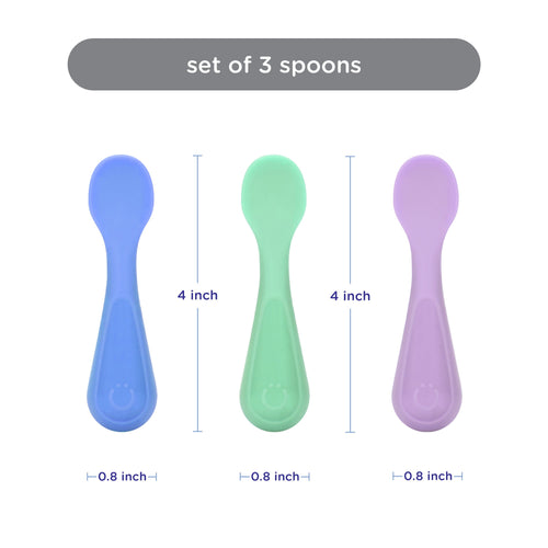 Durable Steel Silicone Toddler Training Spoons, Baby, Silicone Flatware Sets, 3 Pack - Professional Kitchen Tool for Culinary Enthusiasts Detail