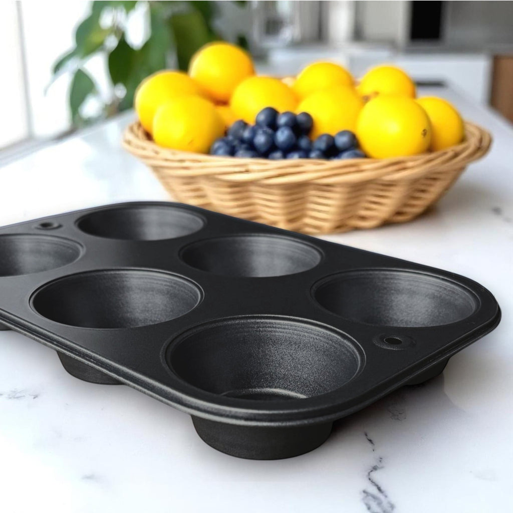 Premium Kitchen 6-Cup Nonstick Steel Muffin Pan, 2.9" Cup, Gray, 1 Count - Multi-Functional Manual Food Chopper & Slicer Detail