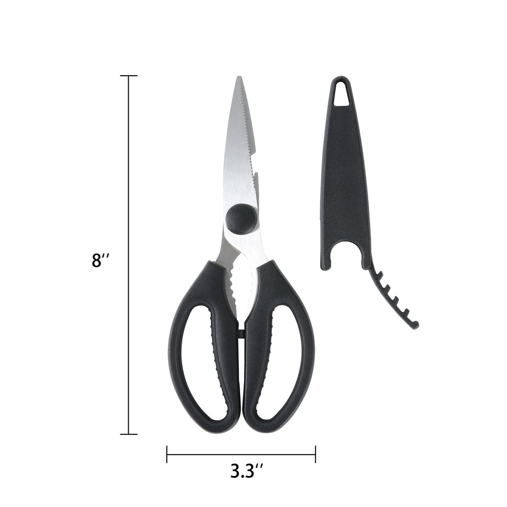 Time-Saving Stainless Steel Multi-Purpose 8.6in Kitchen Shears - Premium Stainless Steel Garlic Presser & Peeler Detail