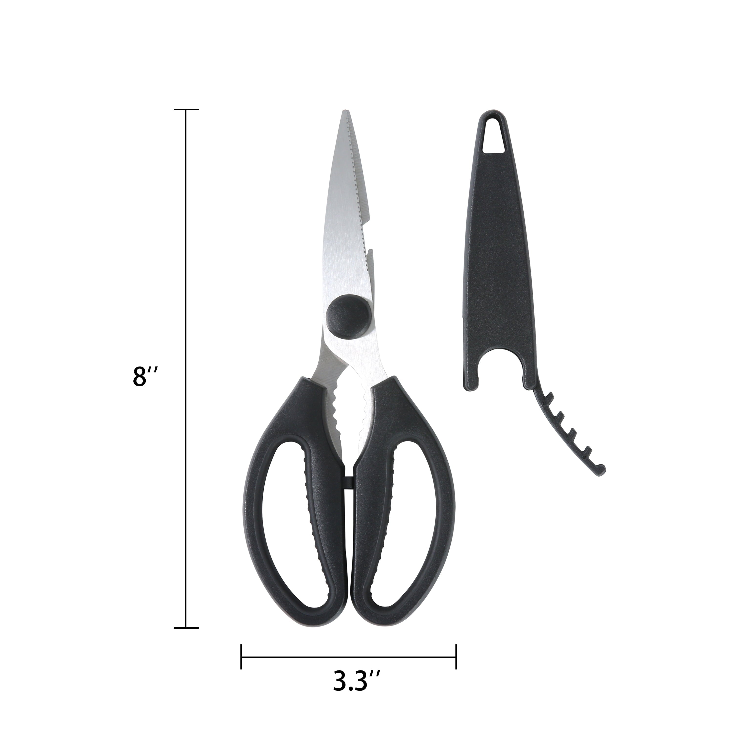 Time-Saving Stainless Steel Multi-Purpose 8.6in Kitchen Shears - Premium Stainless Steel Garlic Presser & Peeler Detail