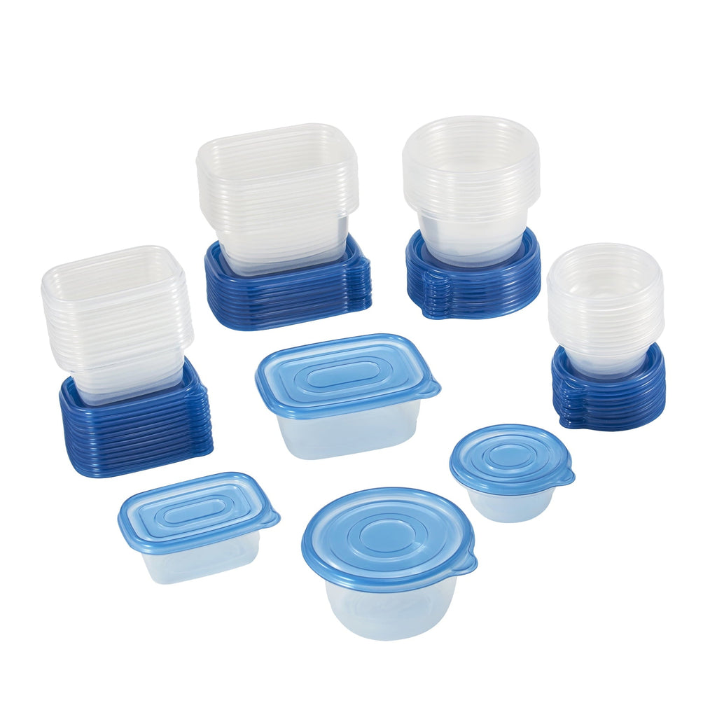 Whimsical Doughnut 92pc Plastic Food Storage Container set, Ideal Use for Refrigeration Storage and Organization,... - Playful Star & Heart Shaped Geometric NeeDoh Detail