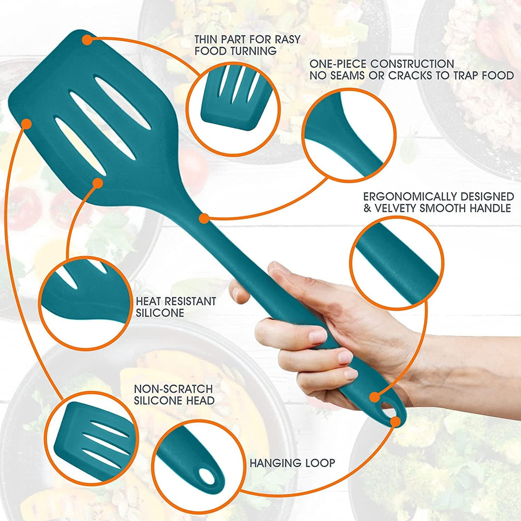 Premium Silicone 15-Piece Kitchen Utensils Set, Silicone Cooking Utensils with Holder, Non-stick Cookware Friendly & Heat Resistant - ... - Durable Turner & Ladle Utensil Set for Home Chefs Detail