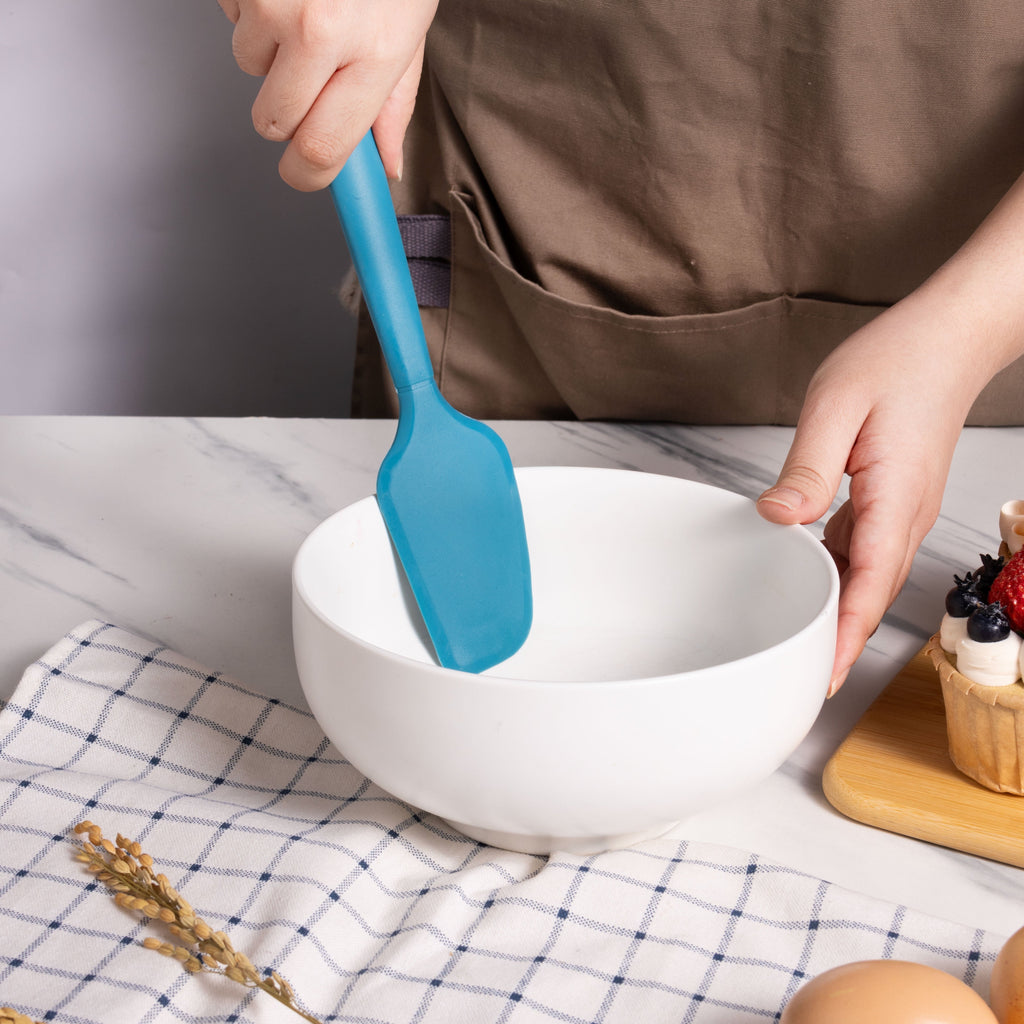 Heavy Duty Silicone Food- Grade Blue 10.55" L Kitchen Spatula - High-Precision Culinary Tool for Baking & Cooking Detail