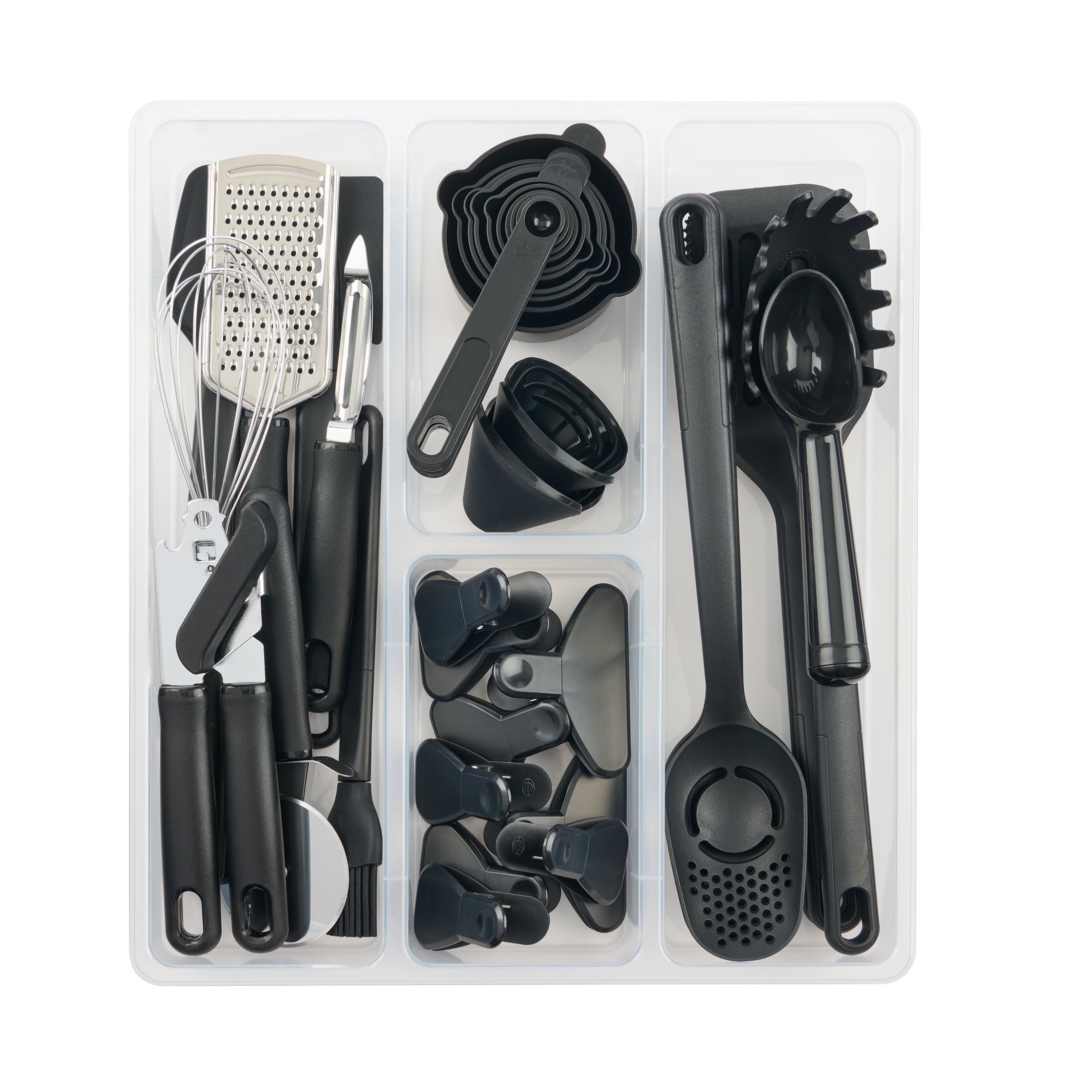 Heat-Resistant 36 Piece Kitchen Gadget Set with Kitchen Cooking Utensils, and Drawer Organizer, Black - Premium Stainless Steel Cooking Utensil for Non-Stick Pots Detail