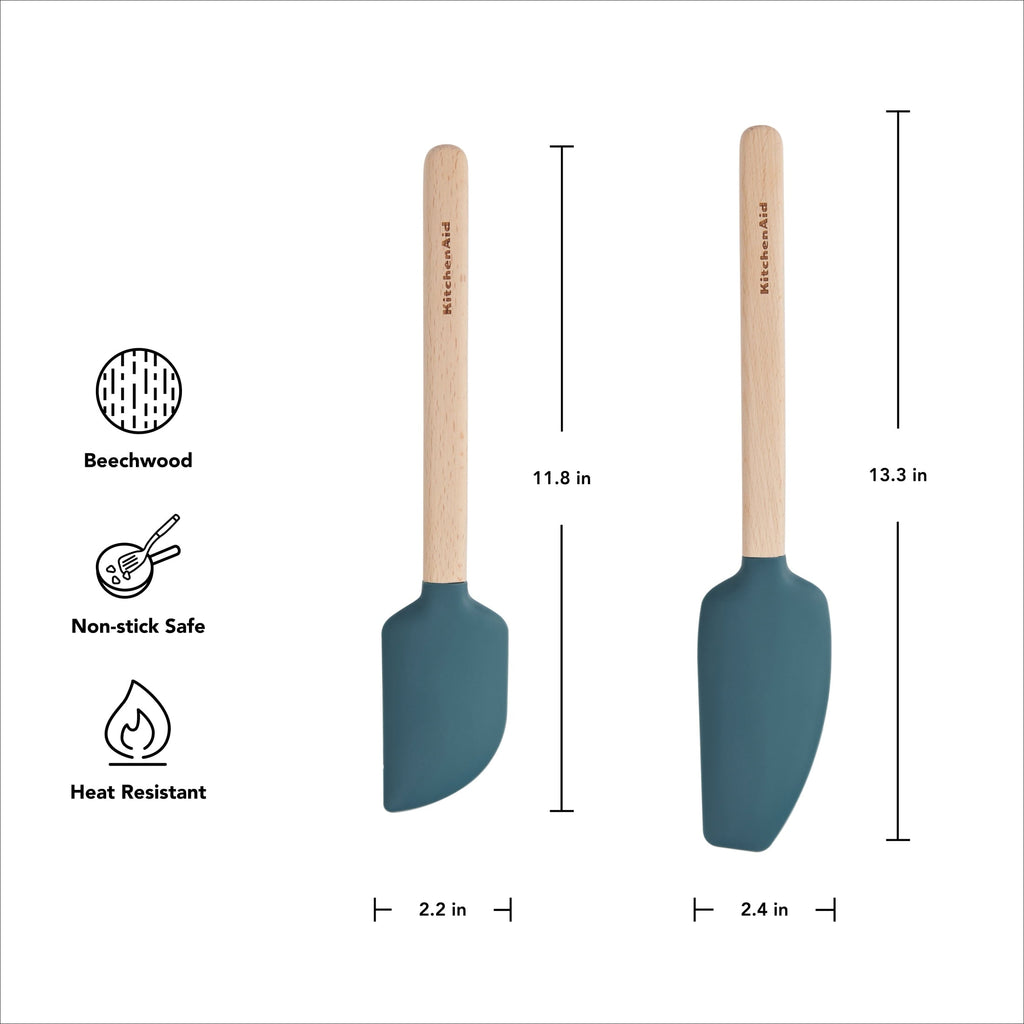 Professional Grade 2-Piece Silicone Mixing Spatula and Scraper Set for Cooking, Agave - Multi-Purpose Hand Tool for Daily Meal Prep Detail