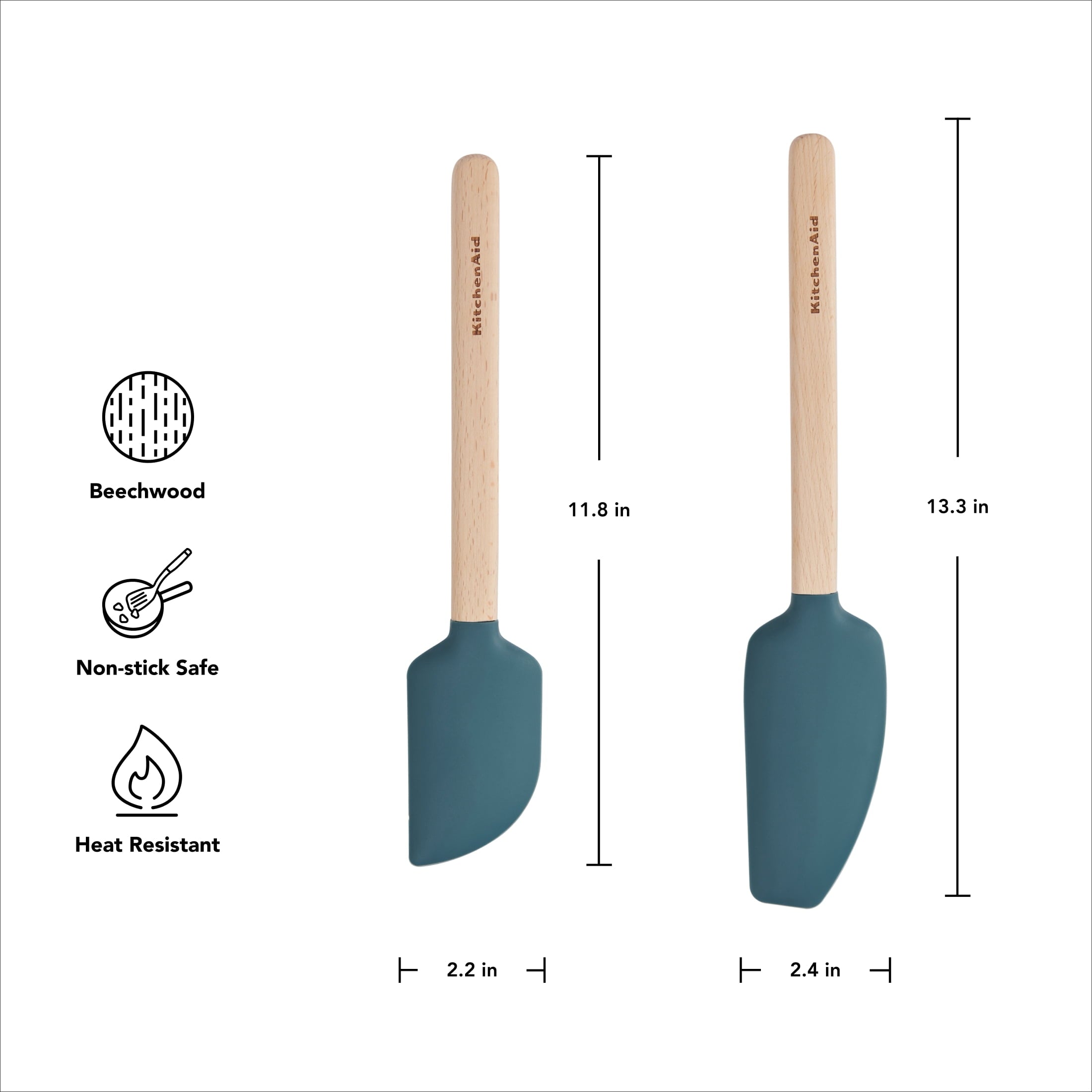 Professional Grade 2-Piece Silicone Mixing Spatula and Scraper Set for Cooking, Agave - Multi-Purpose Hand Tool for Daily Meal Prep Detail