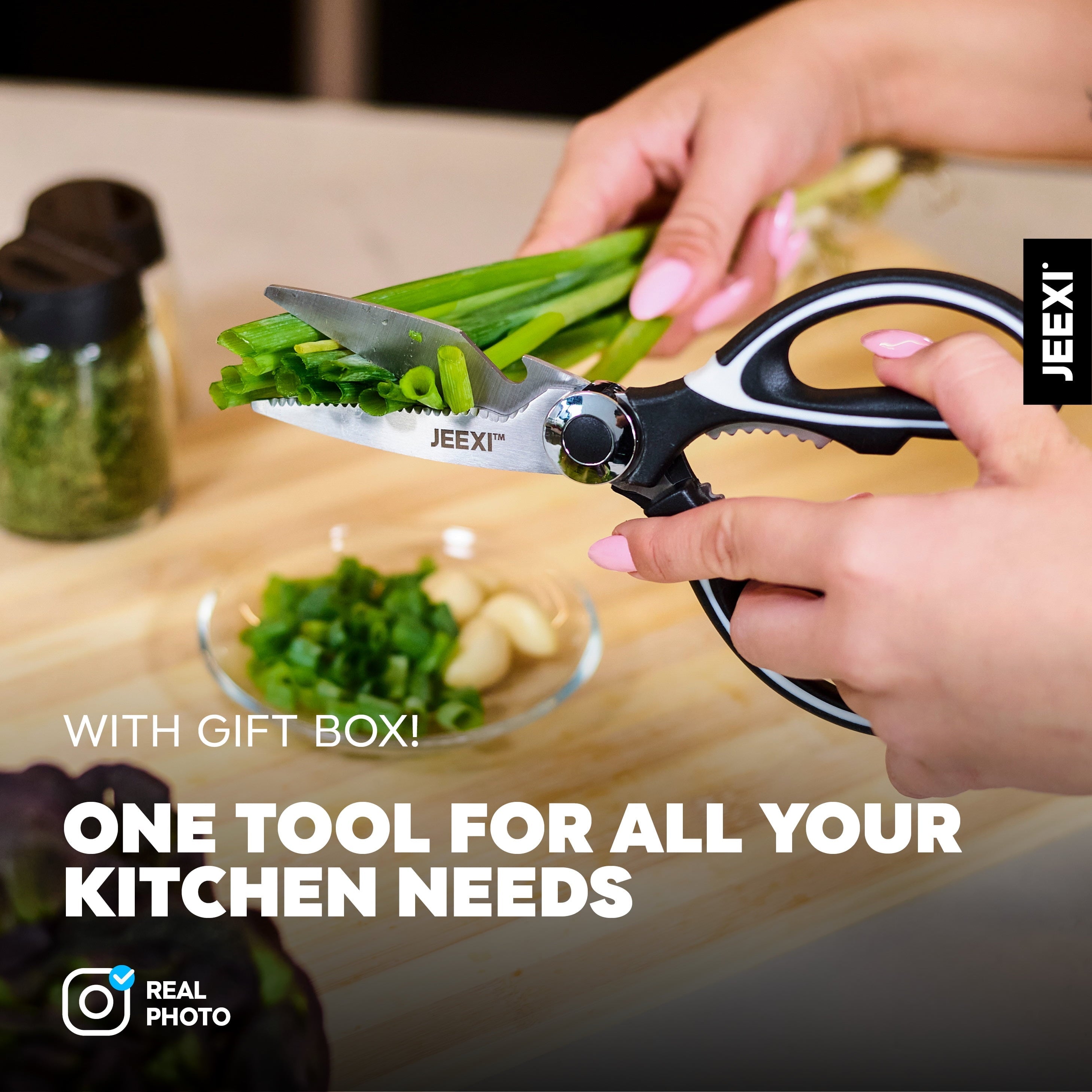 Innovative 3 Pack Kitchen Scissors, Ultra-Sharp Premium Stainless Steel Heavy Duty Kitchen Shears & Multi Purpose Poultry Shears... - Multi-Functional Manual Food Chopper & Slicer Detail