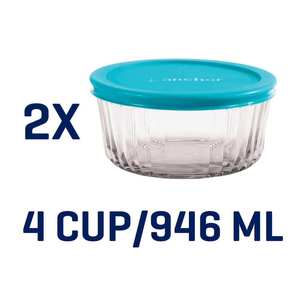 Fun Food Fidget Glass Food Storage Container with Lids, 4 Cup Round, Set of 2 - Playful Star & Heart Shaped Geometric NeeDoh Detail